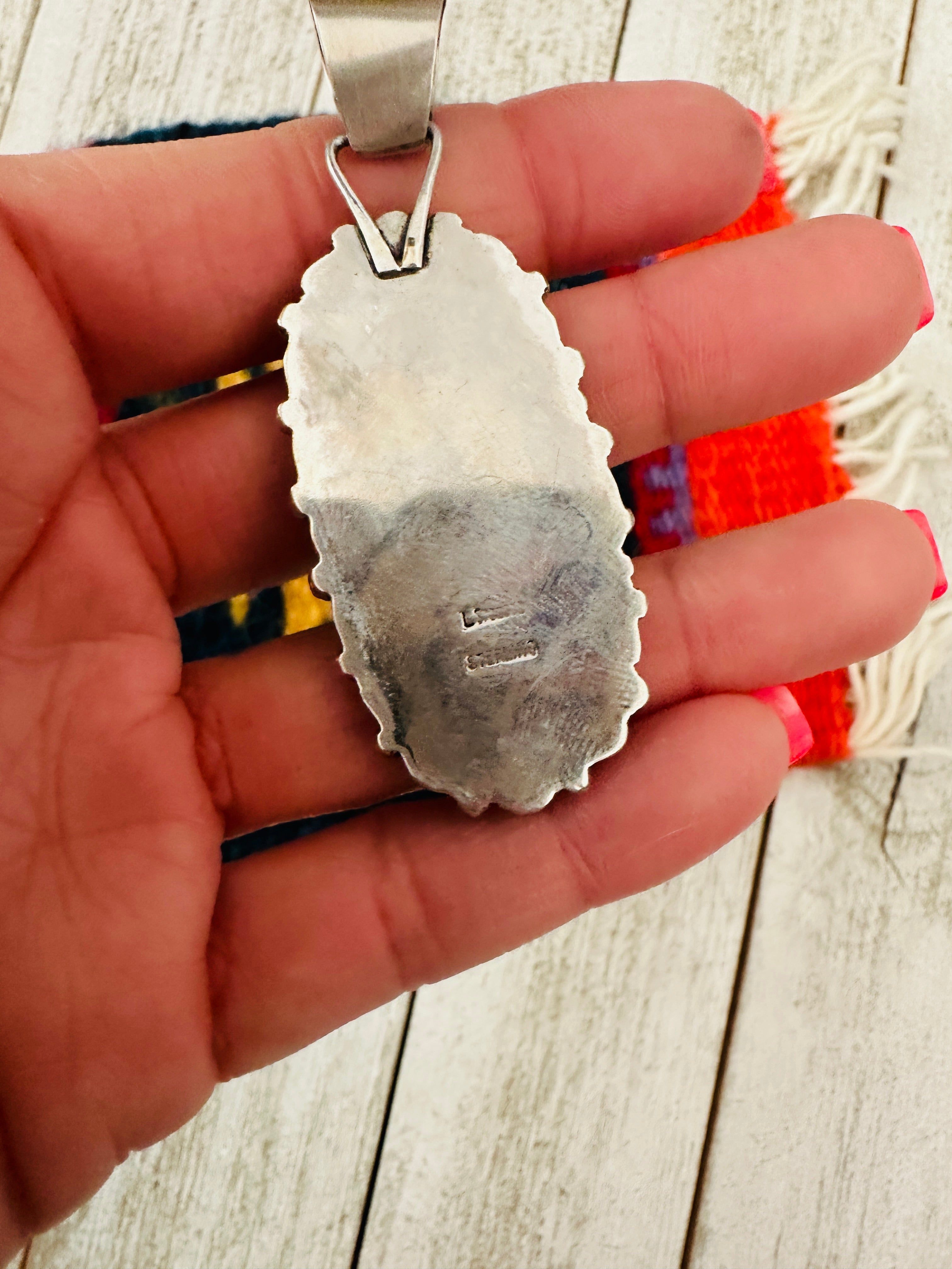 Navajo Multi Stone & Sterling Silver Cluster Pendant