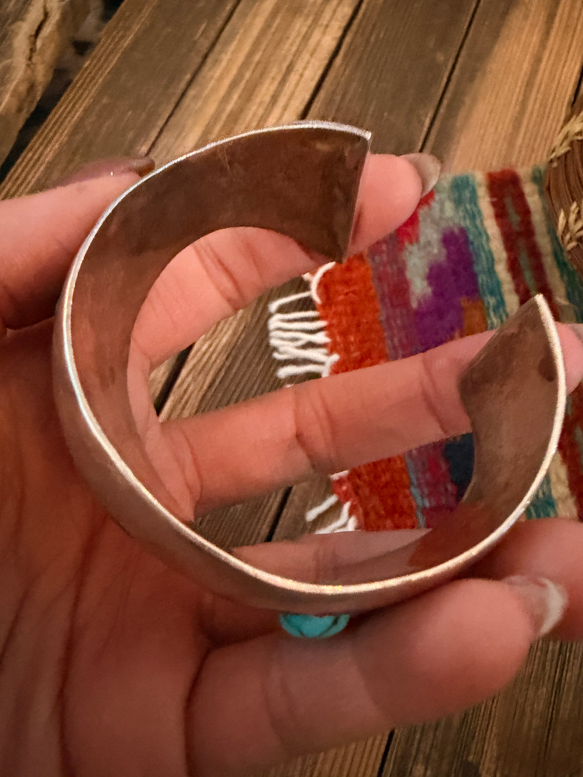 Handcrafted Old Pawn Sterling Silver & Turquoise Cuff Bracelet