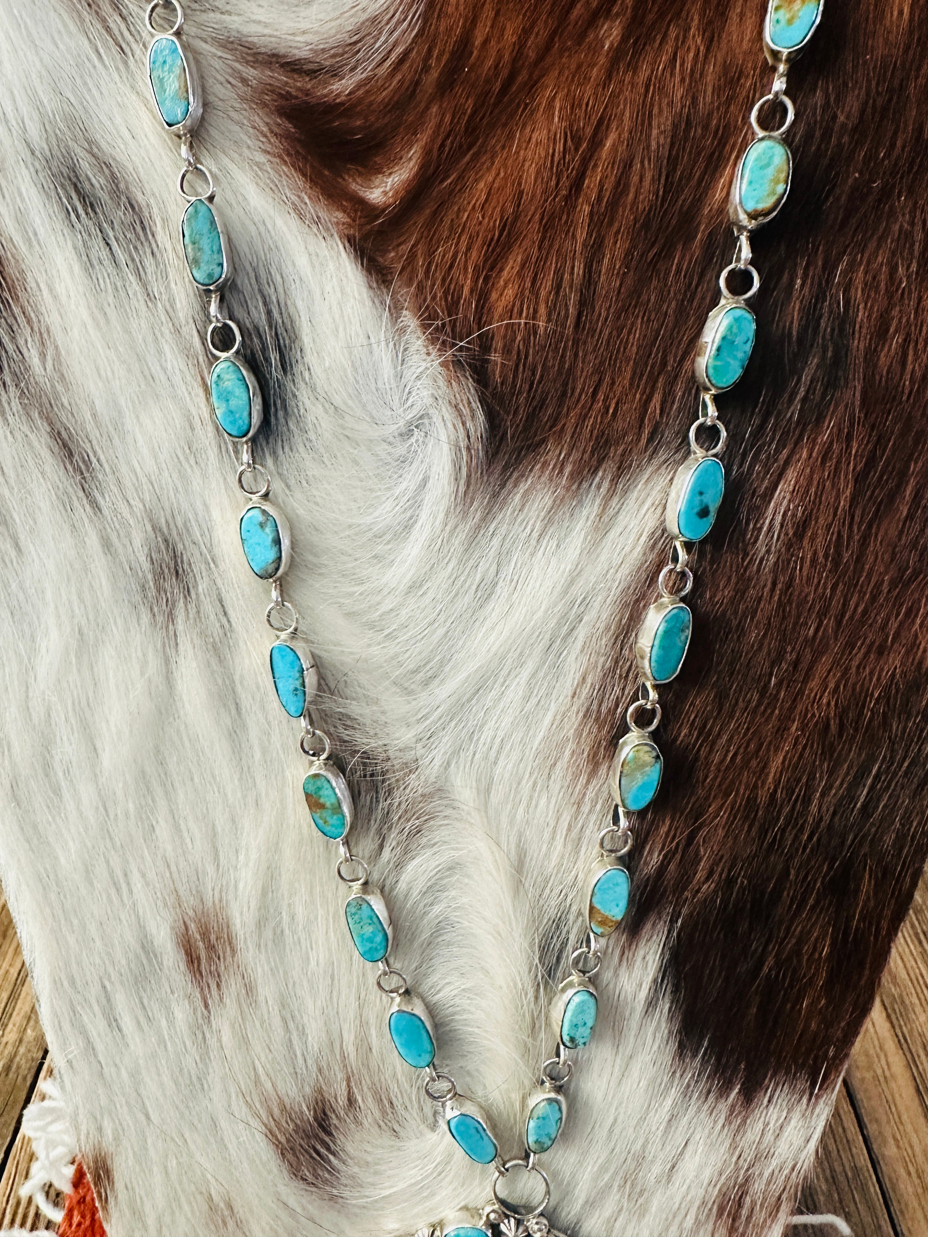 Handcrafted Turquoise & Sterling Silver Cluster Necklace by Jacqueline Silver