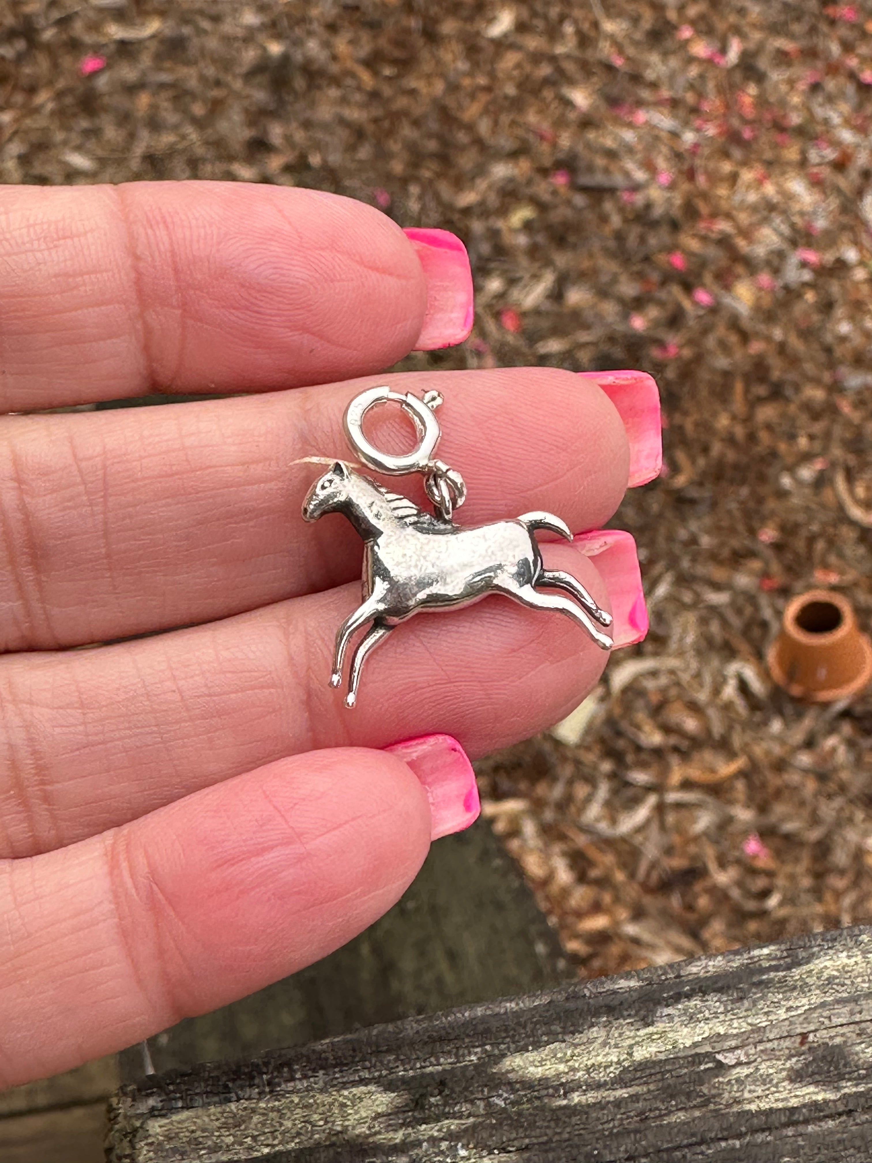 Sterling Silver Galloping Pony Charm