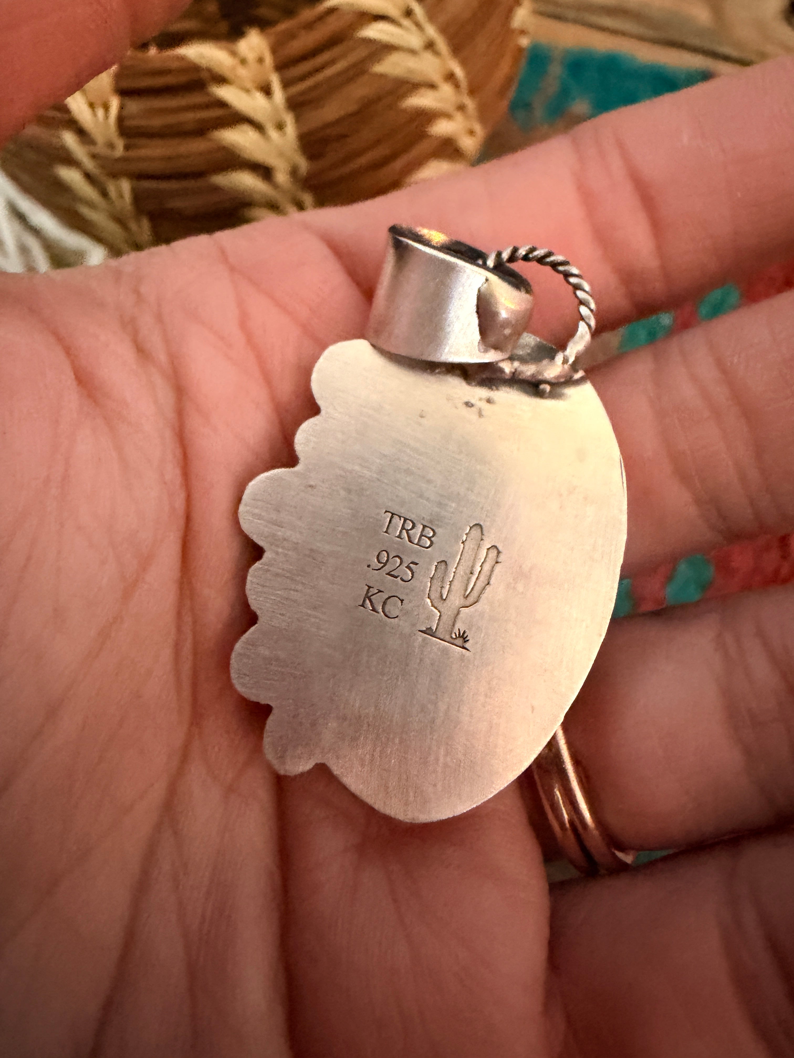 Handmade Sterling Silver & Tyrone Turquoise Pendant