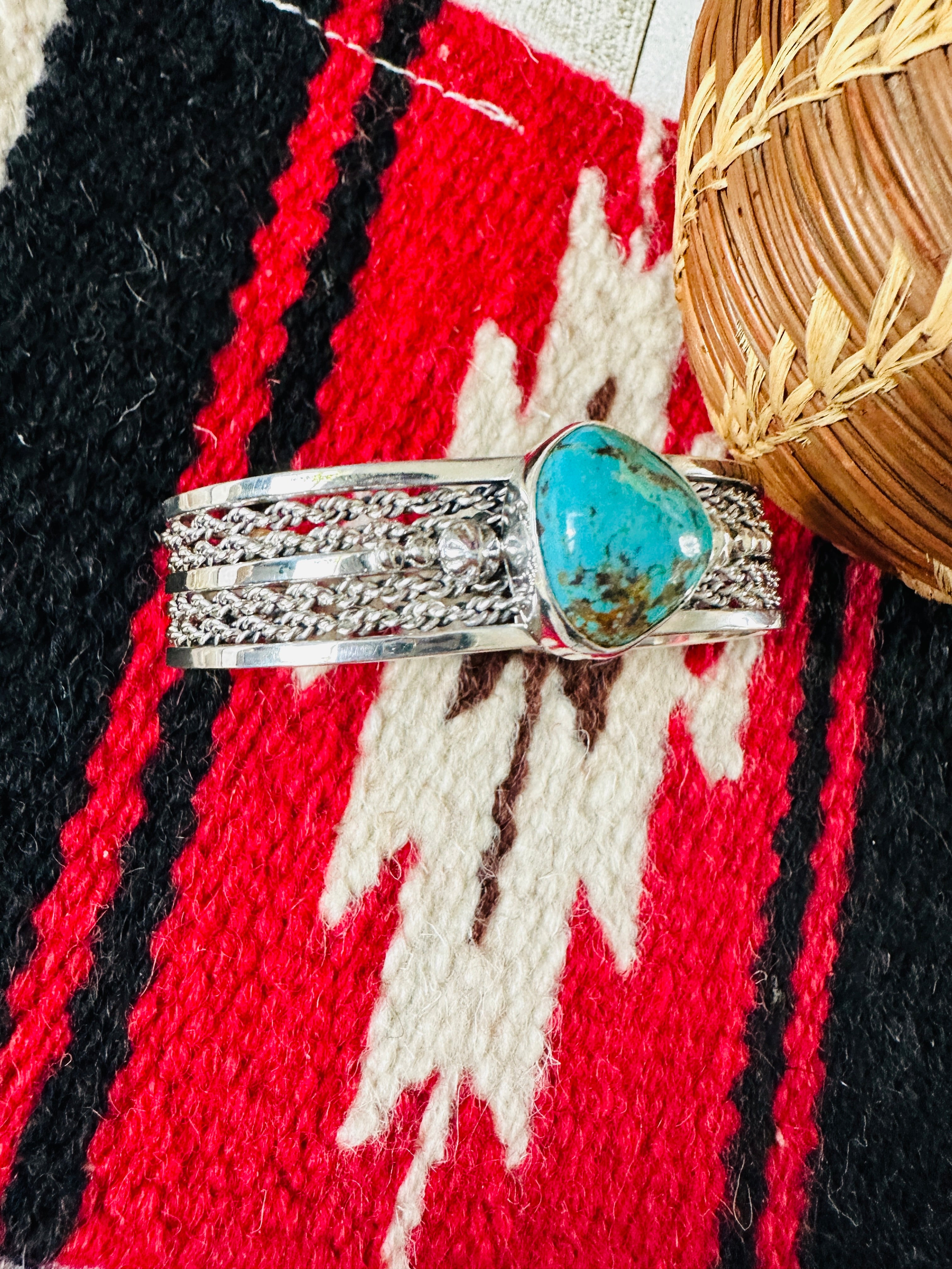 Navajo Sterling Silver & Turquoise Cuff Bracelet