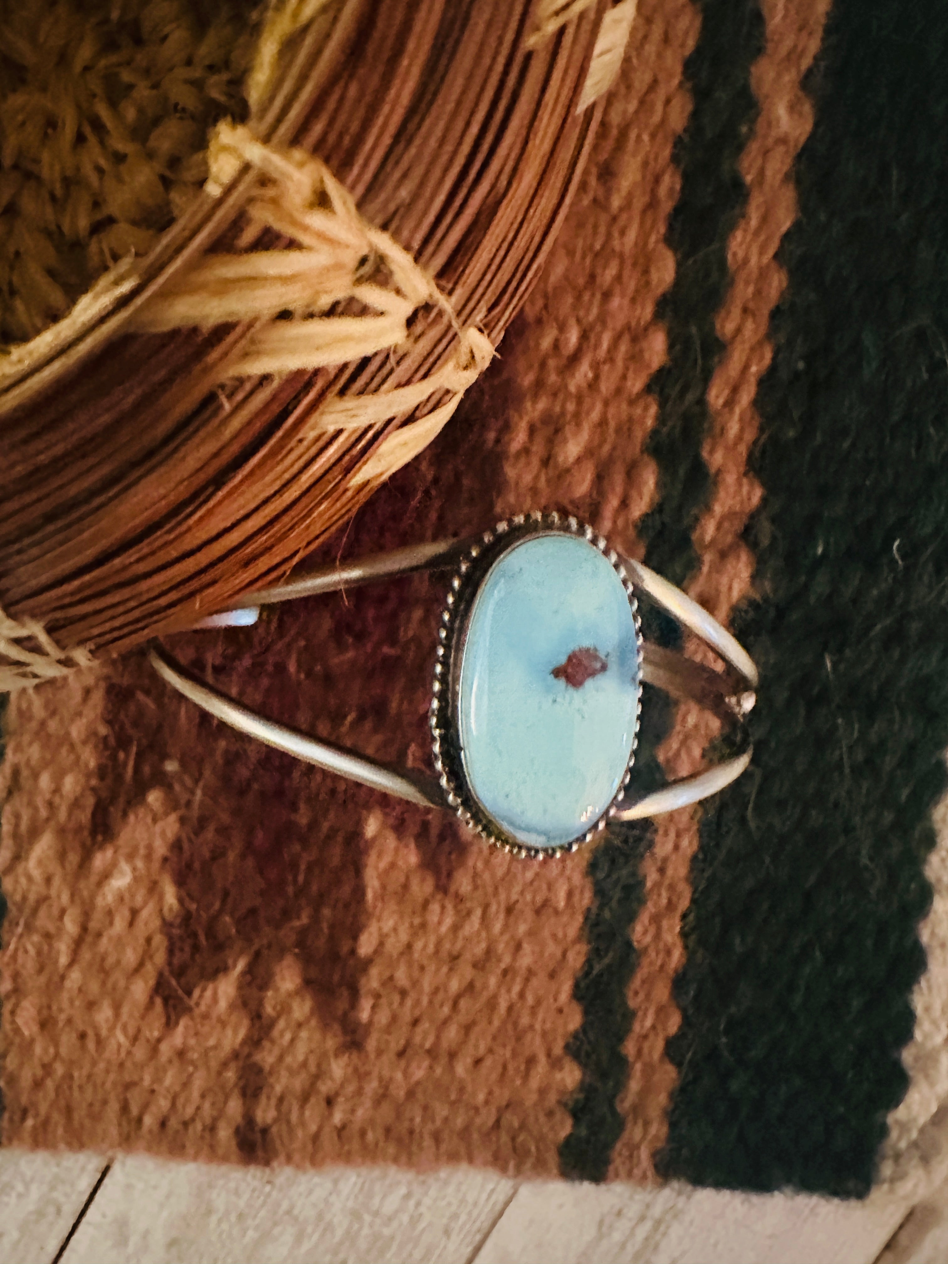 Navajo Sterling Silver & Golden Hills Turquoise Cuff Bracelet