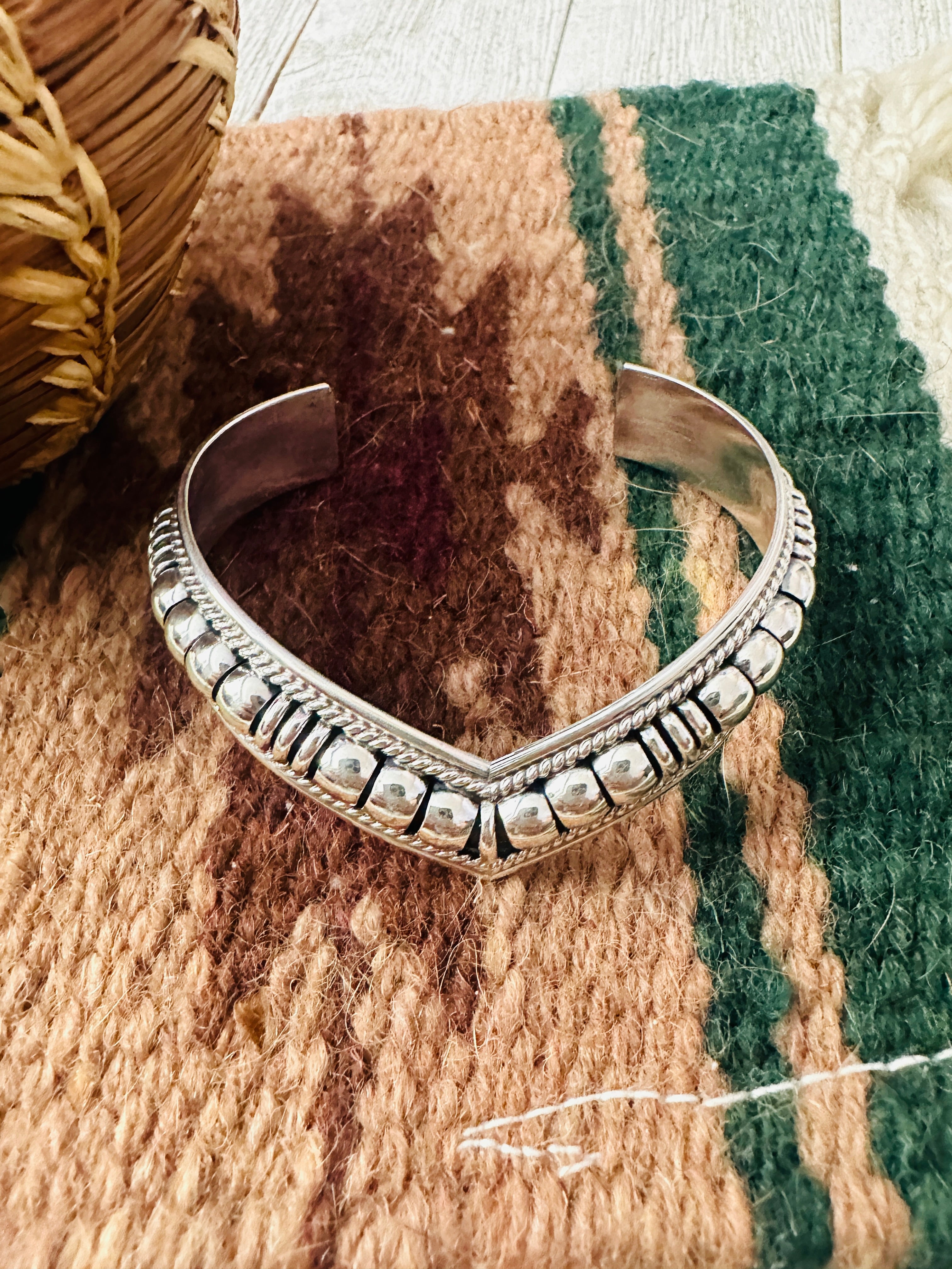 Navajo Rolled Sterling Silver Cuff Bracelet