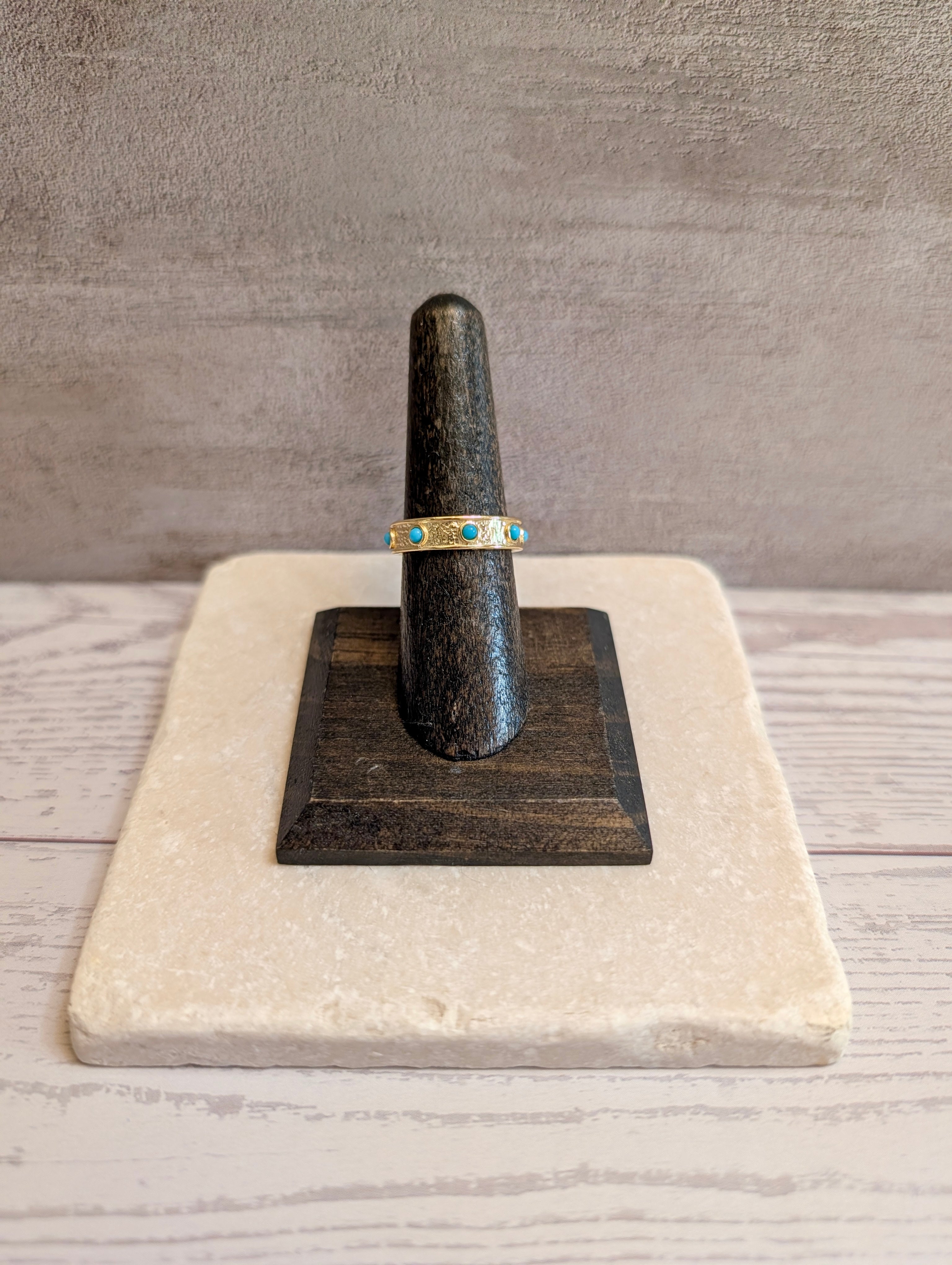 Gold Plated 8 Stone Turquoise Band Ring