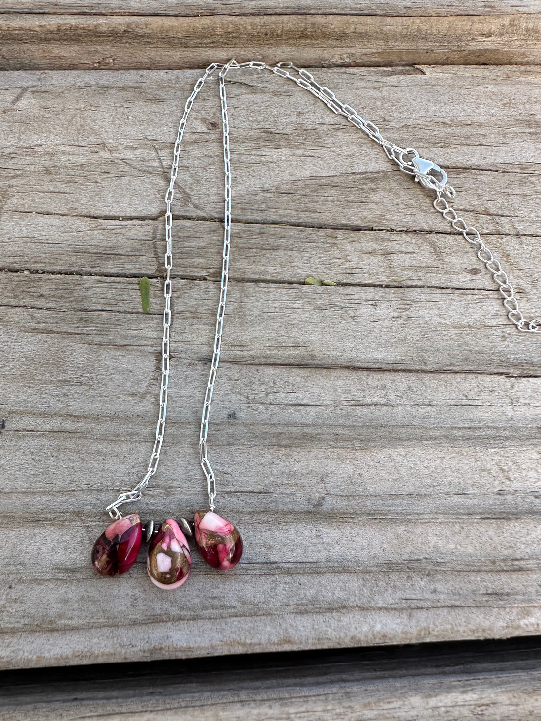 Tiny Dancer Handmade Sterling Silver & Dahlia Rose 3 Stone Necklace