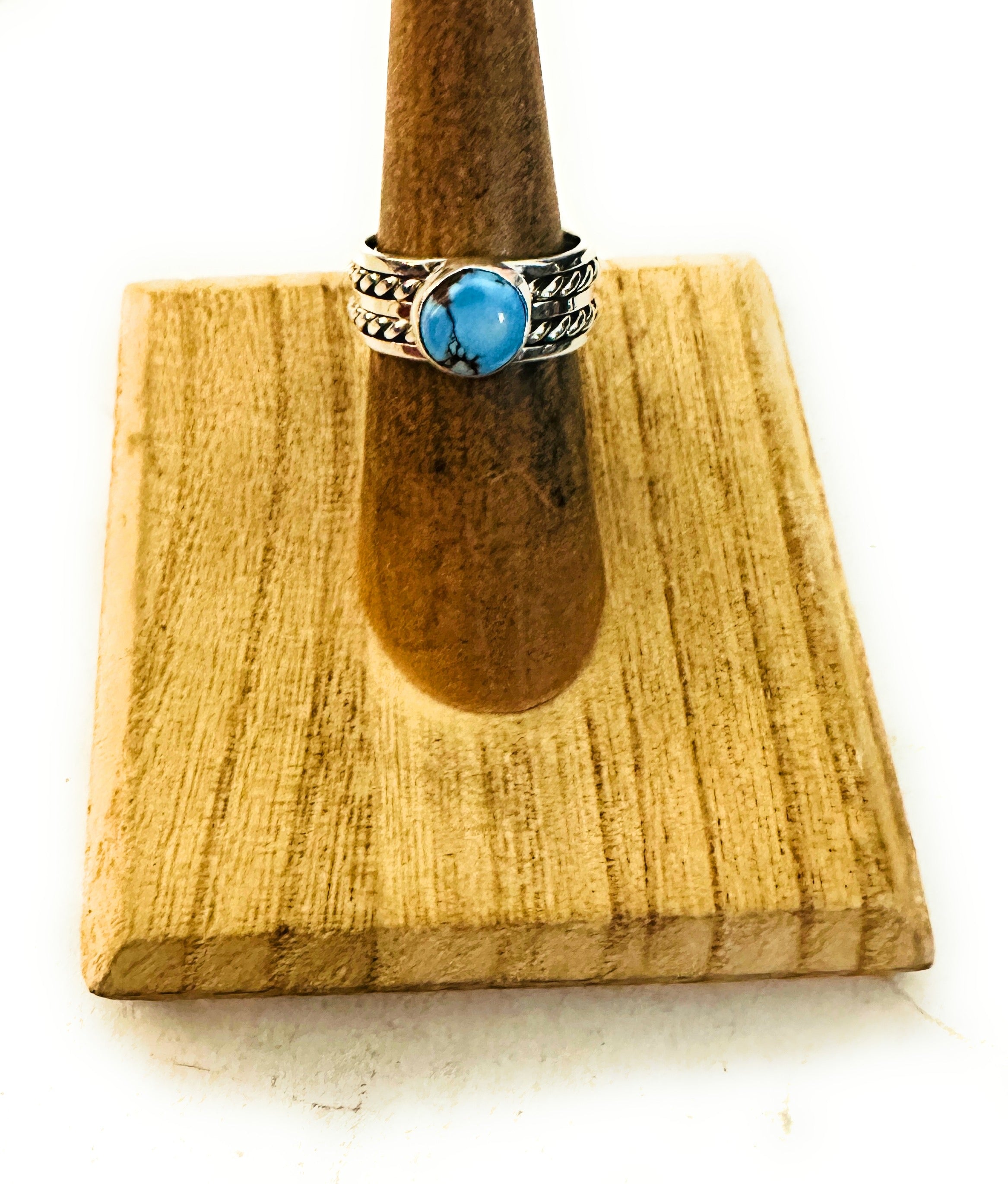 Navajo Golden Hills Turquoise & Sterling Silver Ring Size 5.75