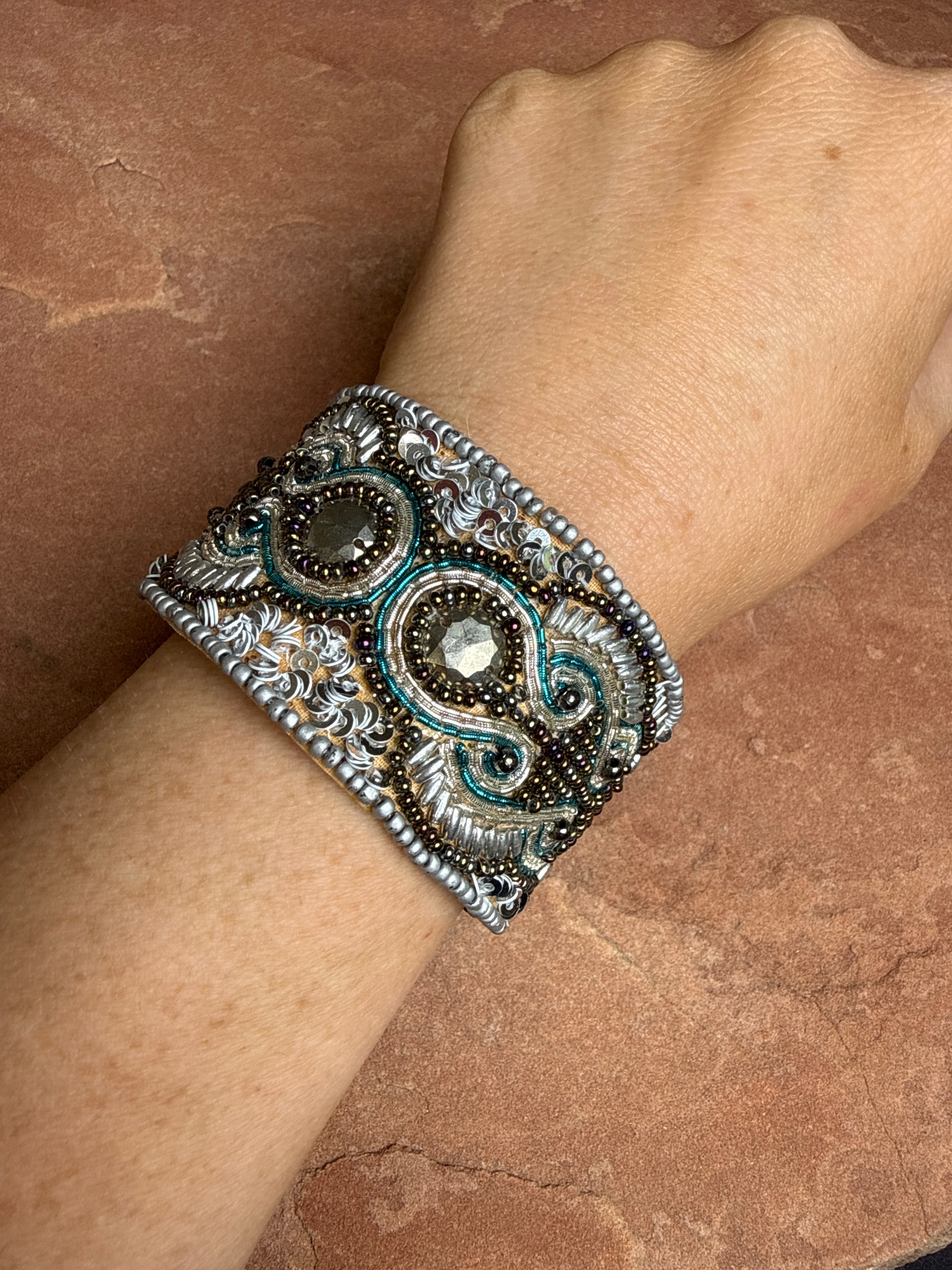 “The Golden Collection” Handmade Beaded Cuff Bracelet