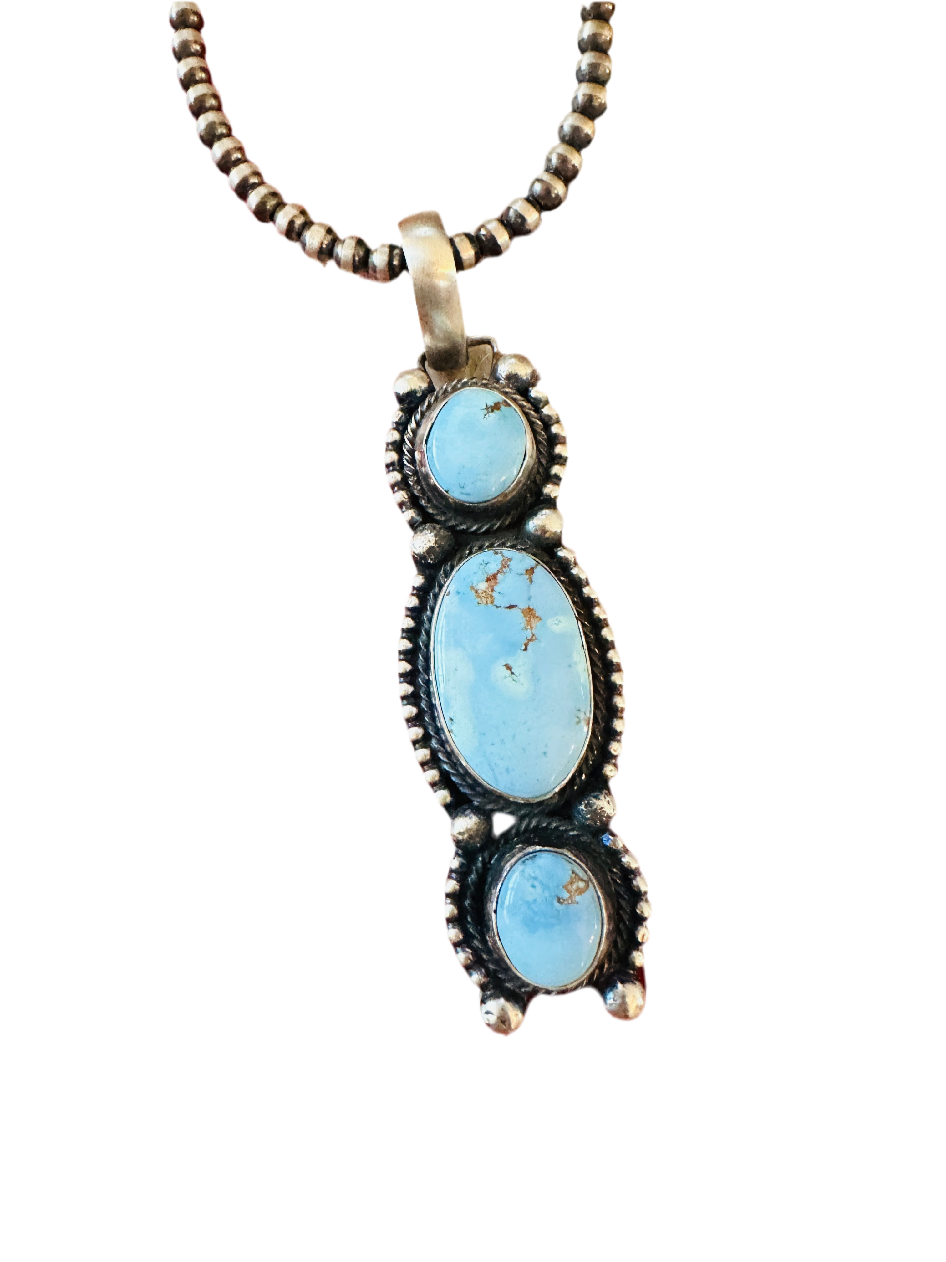Handcrafted Golden Hills Turquoise & Sterling Silver Pendant
