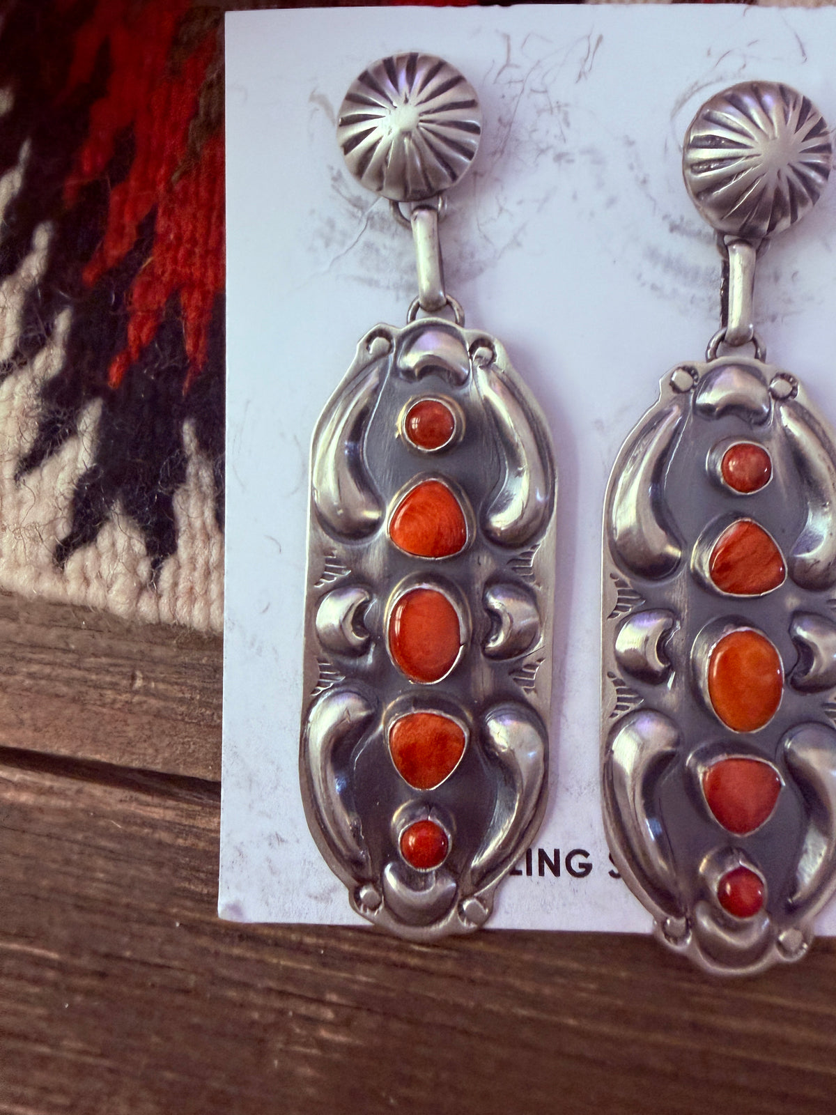 Handcrafted Spiny Oyster & Sterling Silver Dangle Earrings by Jeff James Jr