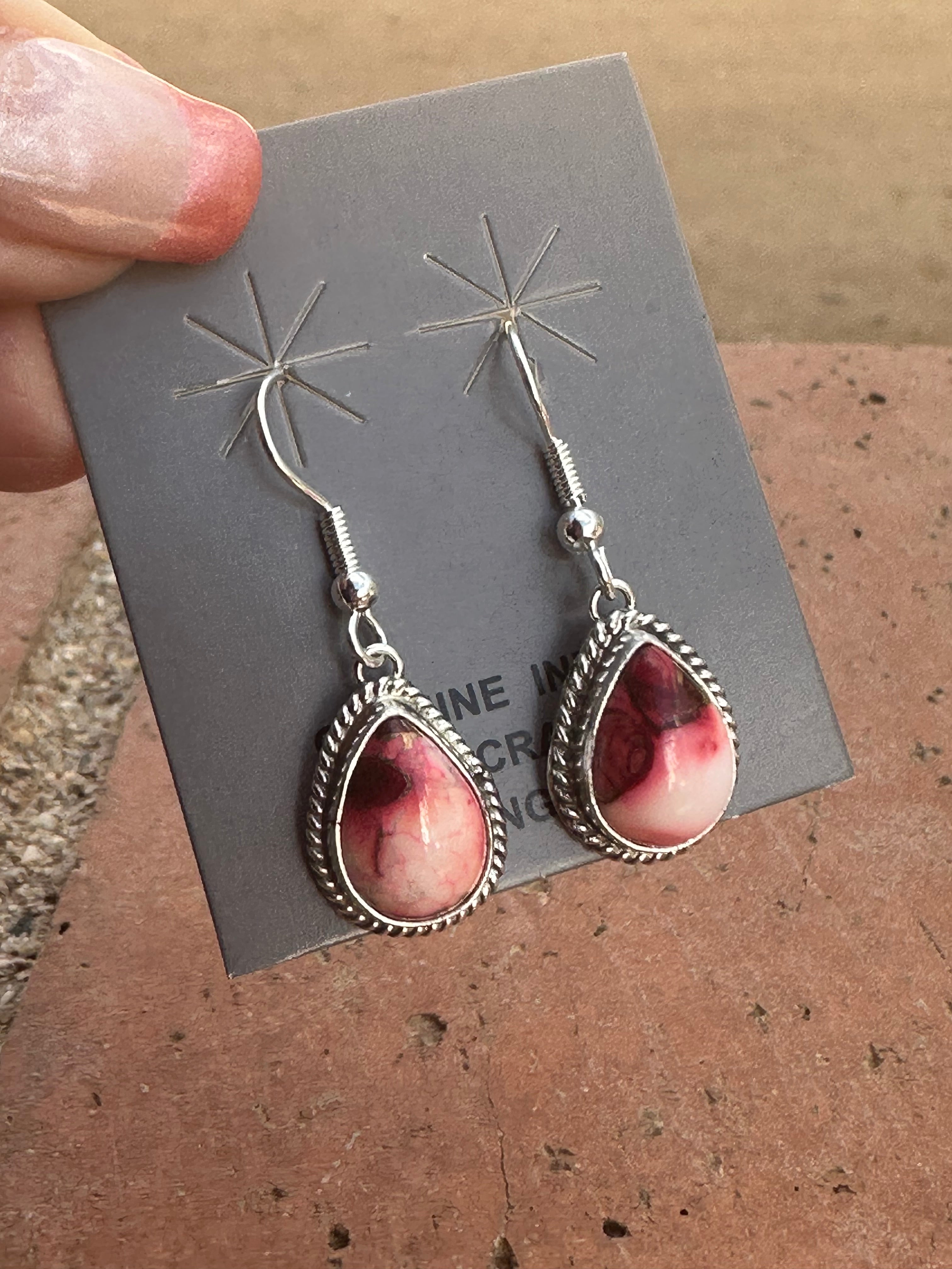 Handcrafted Sterling Silver & Rose Dahlia Dangle Earrings