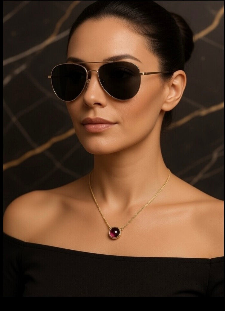 Petite Garnet Pendant & Sterling Silver Necklace