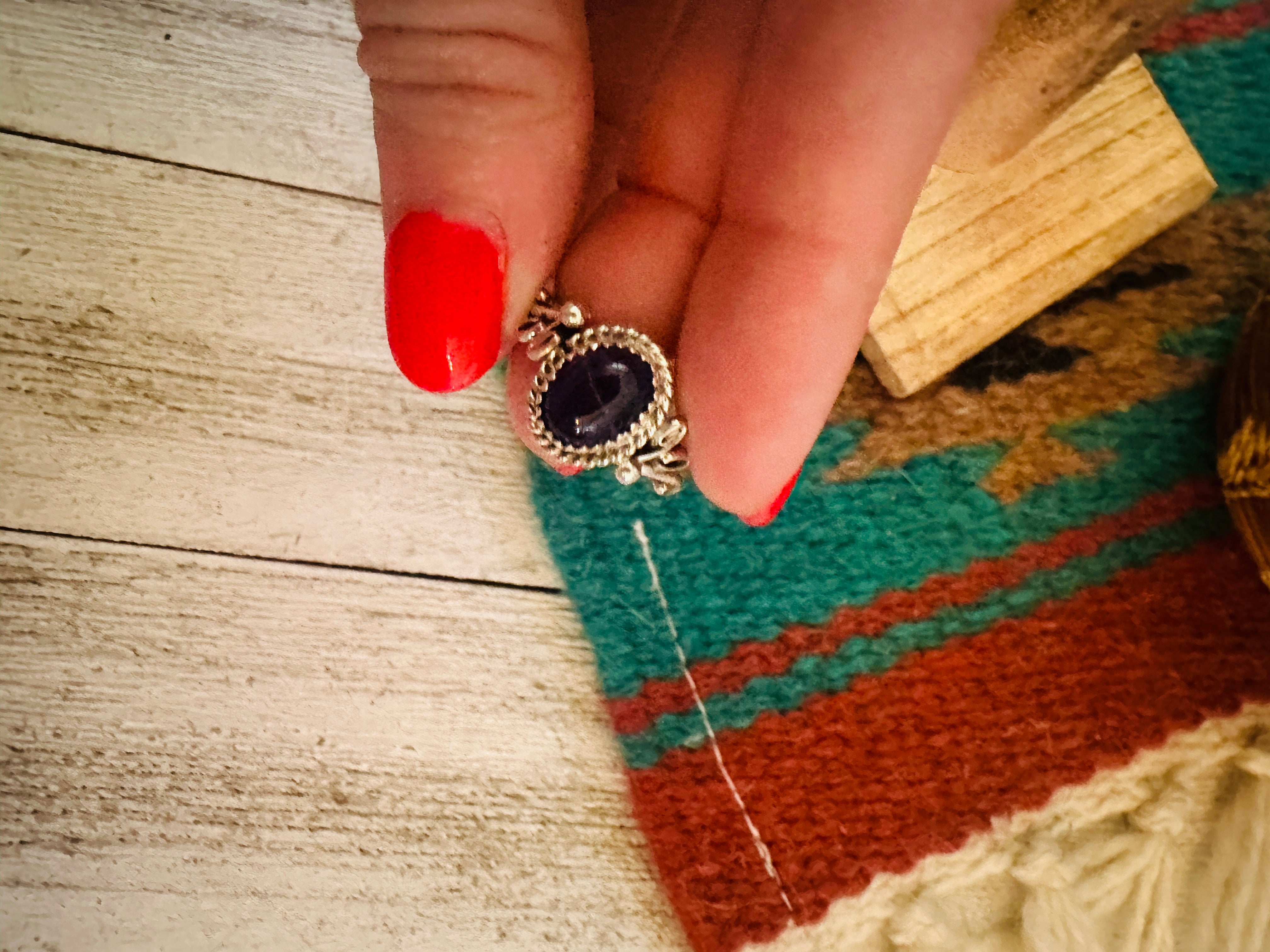 Navajo Amethyst & Sterling Silver Ring Size 7