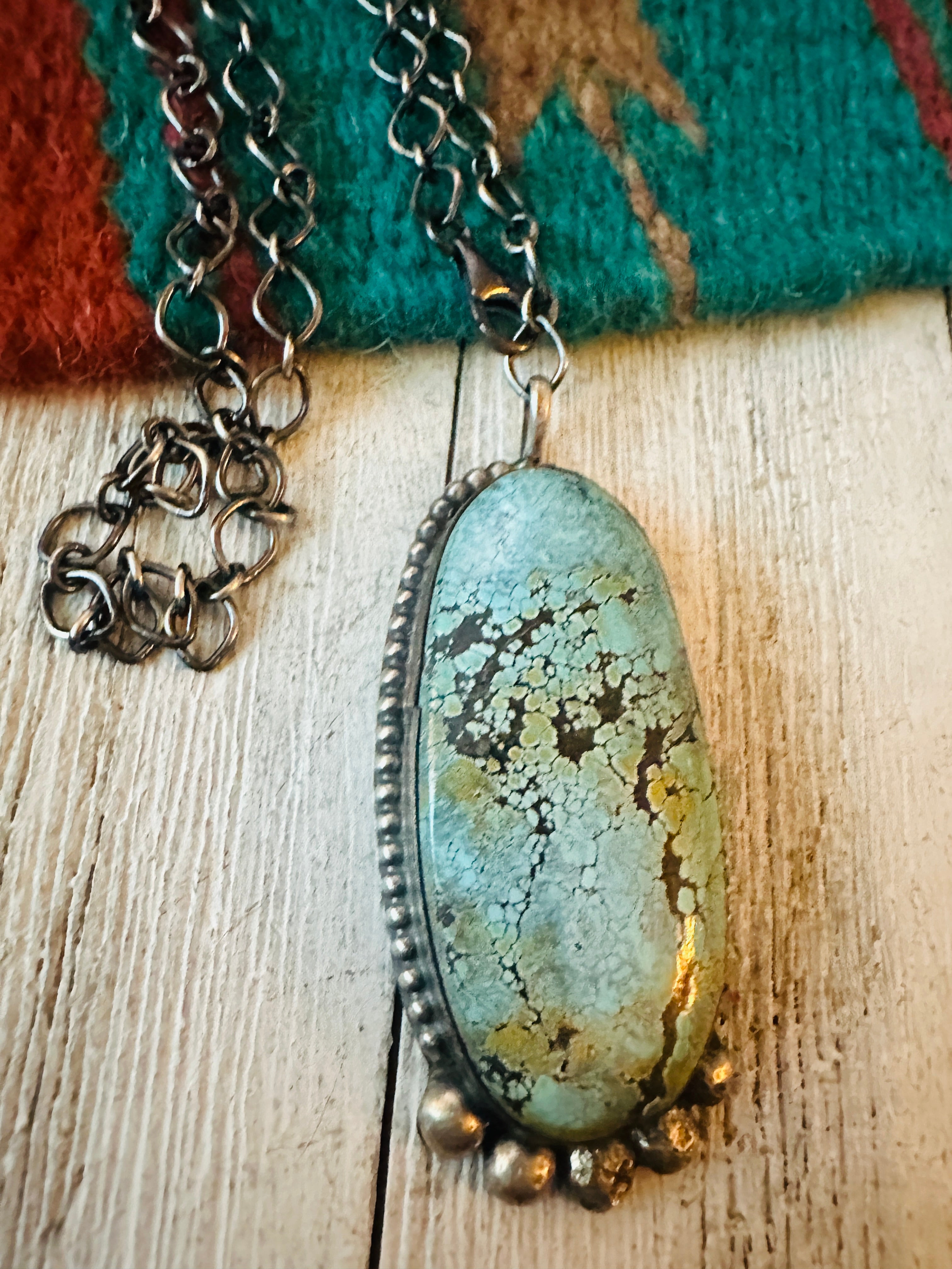 Navajo Sterling Silver & Tibetan Turquoise Necklace