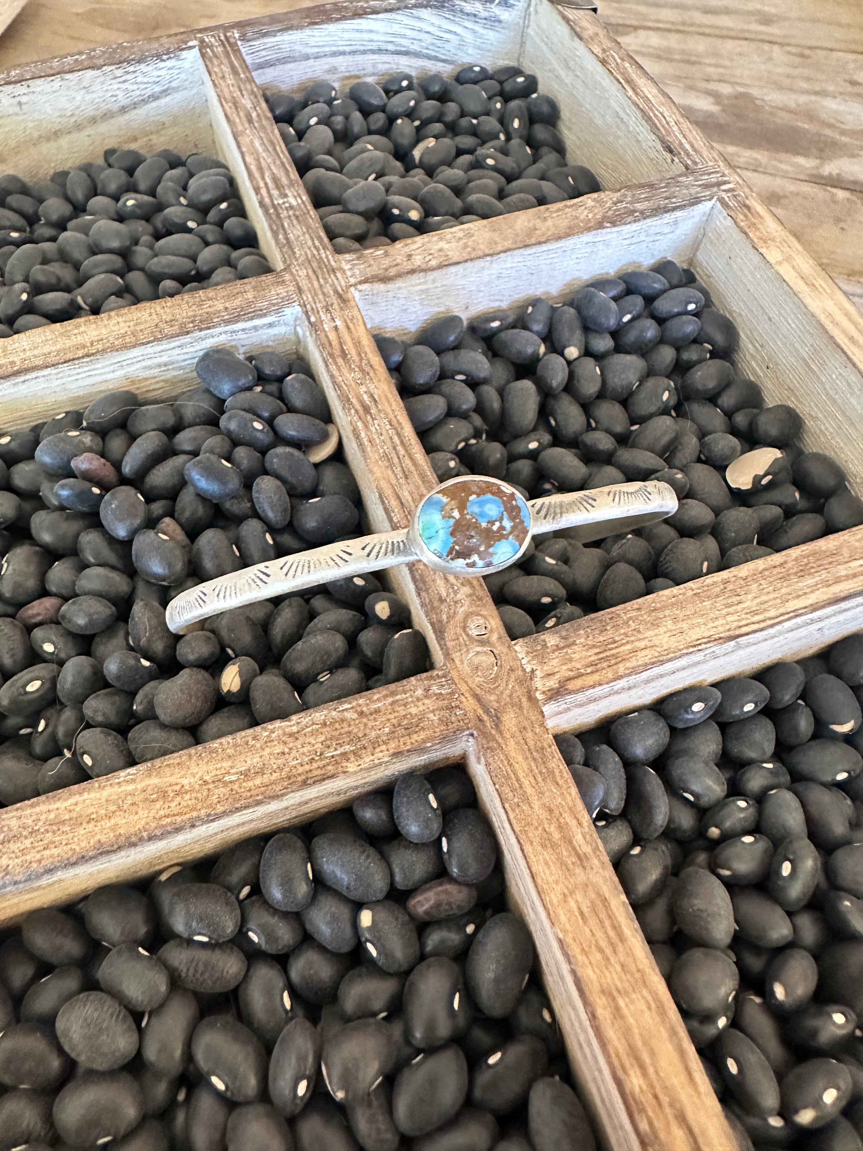 Handmade Sterling Silver & Golden Hills Turquoise Adjustable Cuff Bracelet