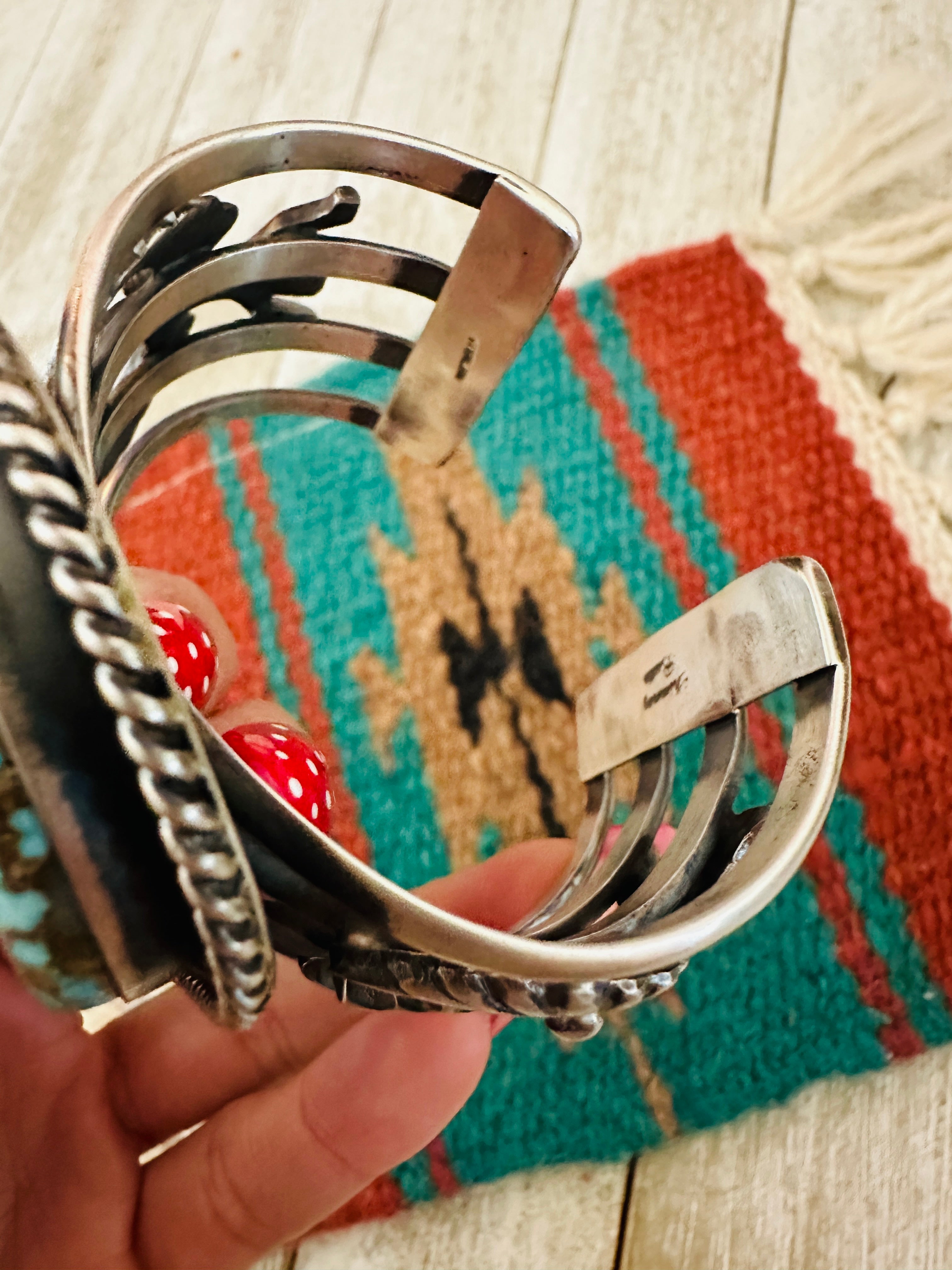Handcrafted Sterling Silver & Number 8 Turquoise Cuff Bracelet by Chimney Butte