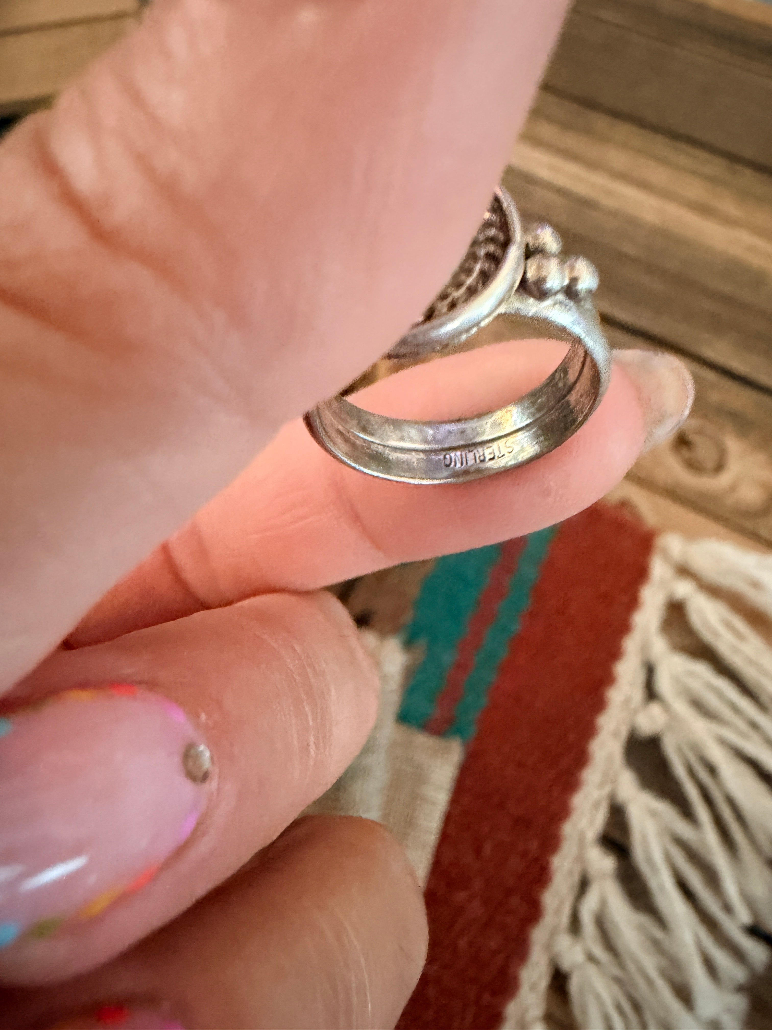 Handcrafted Turquoise & Sterling Silver Ring Size 5.25