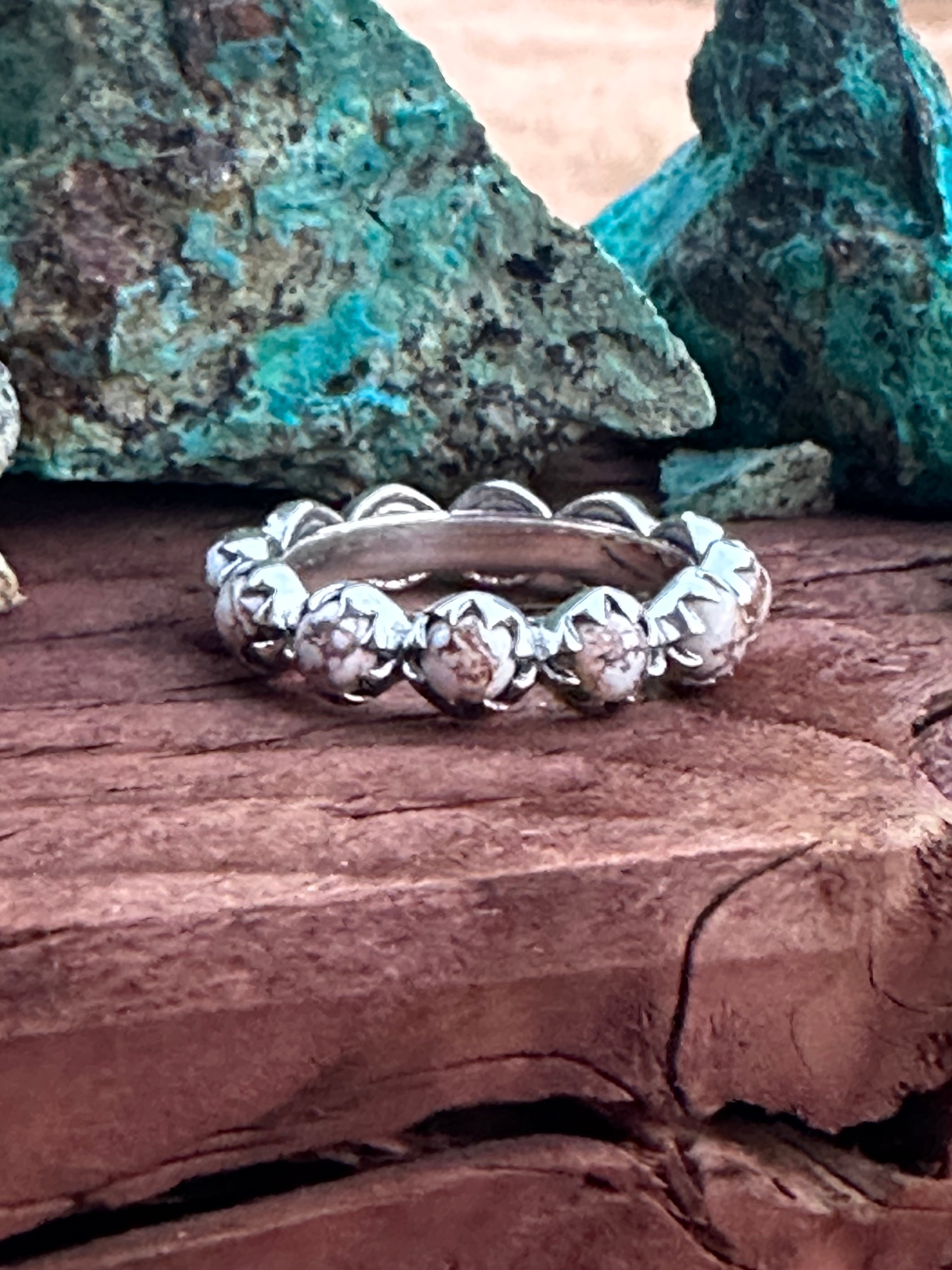 Natural Wild Horse & Sterling Silver Mini Eternity Band