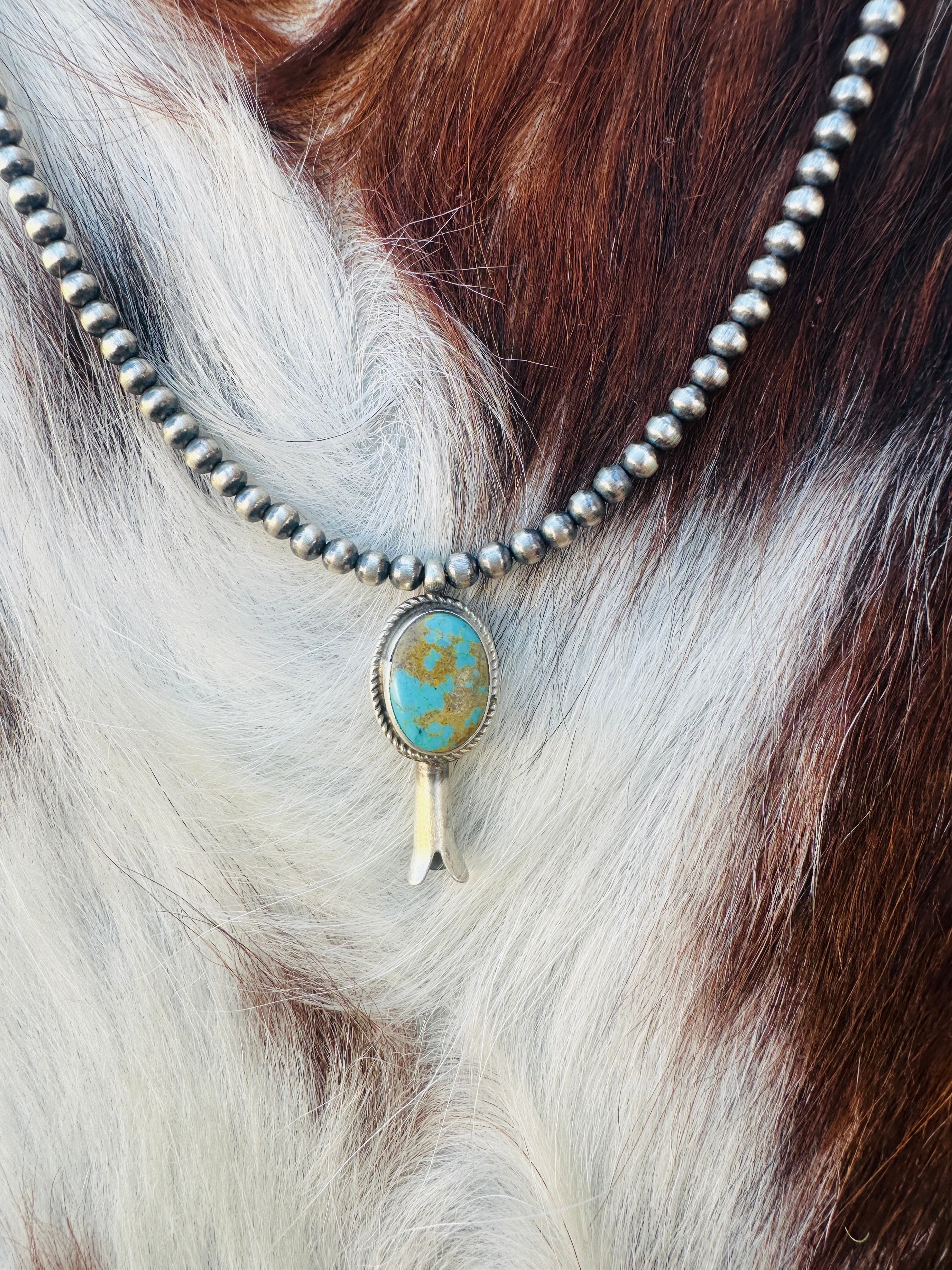 Handcrafted Turquoise & Sterling Silver Beaded Blossom Necklace