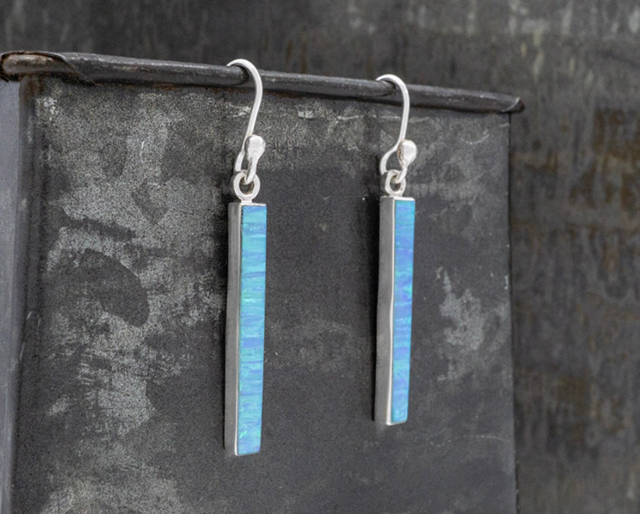 Blue Opal Column Earrings