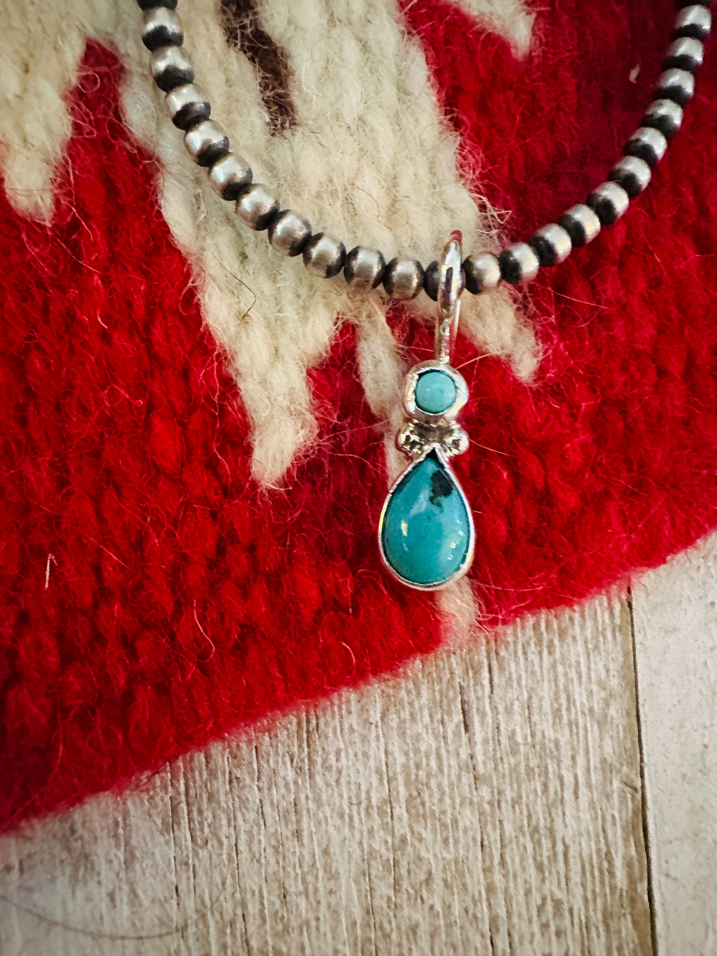 Navajo Turquoise & Sterling Silver Two-Stone Pendant