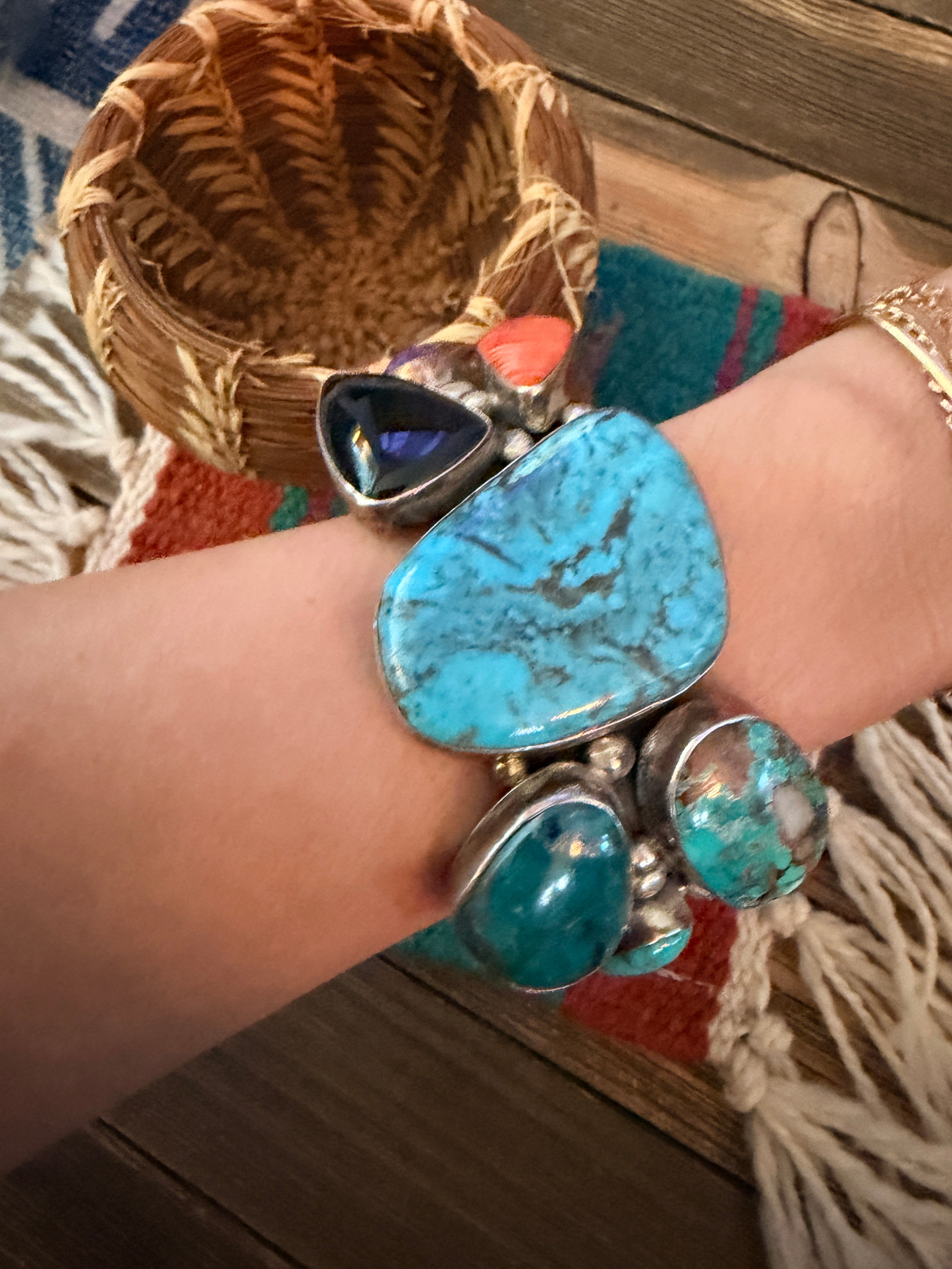 Handcrafted Multi Stone & Sterling Silver Cuff Bracelet by Chimney Butte