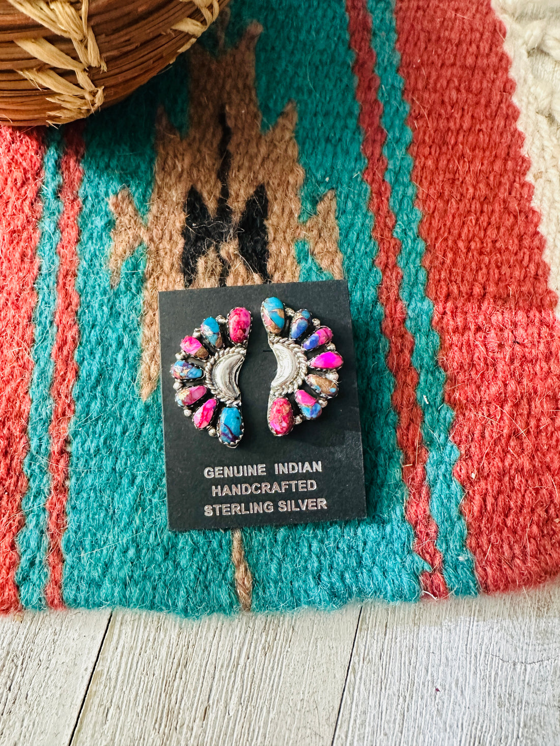 Sterling Silver & Pink Dream Mojave Cluster Post Earrings