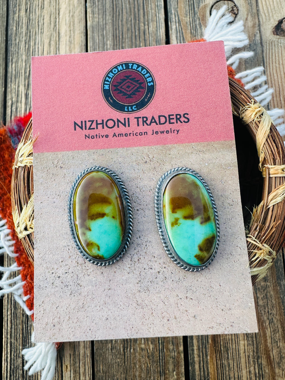 Handcrafted Sterling Silver & Royston Turquoise Post Earrings