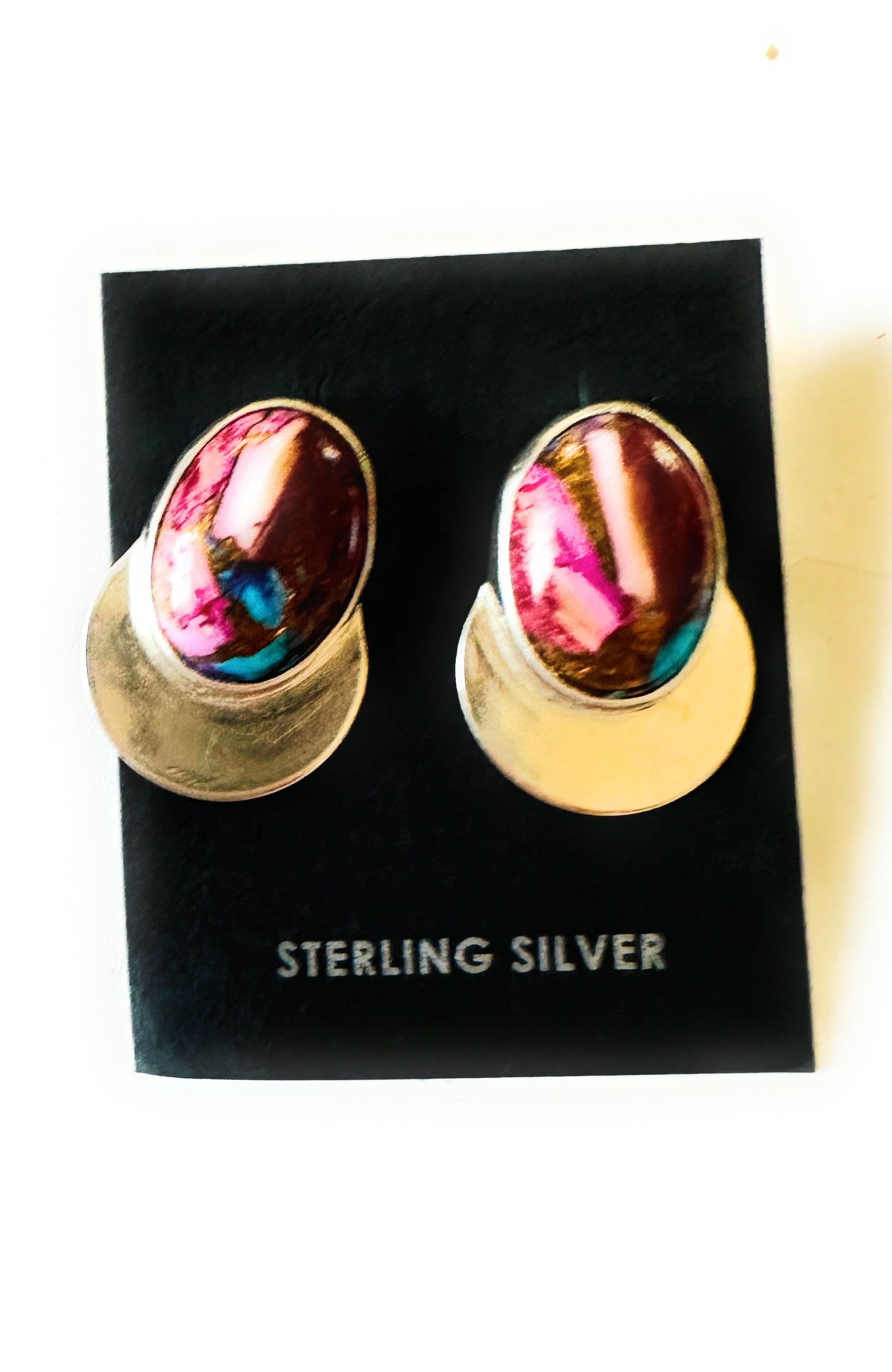 Navajo Pink Dream Mojave & Sterling Silver Post Earrings