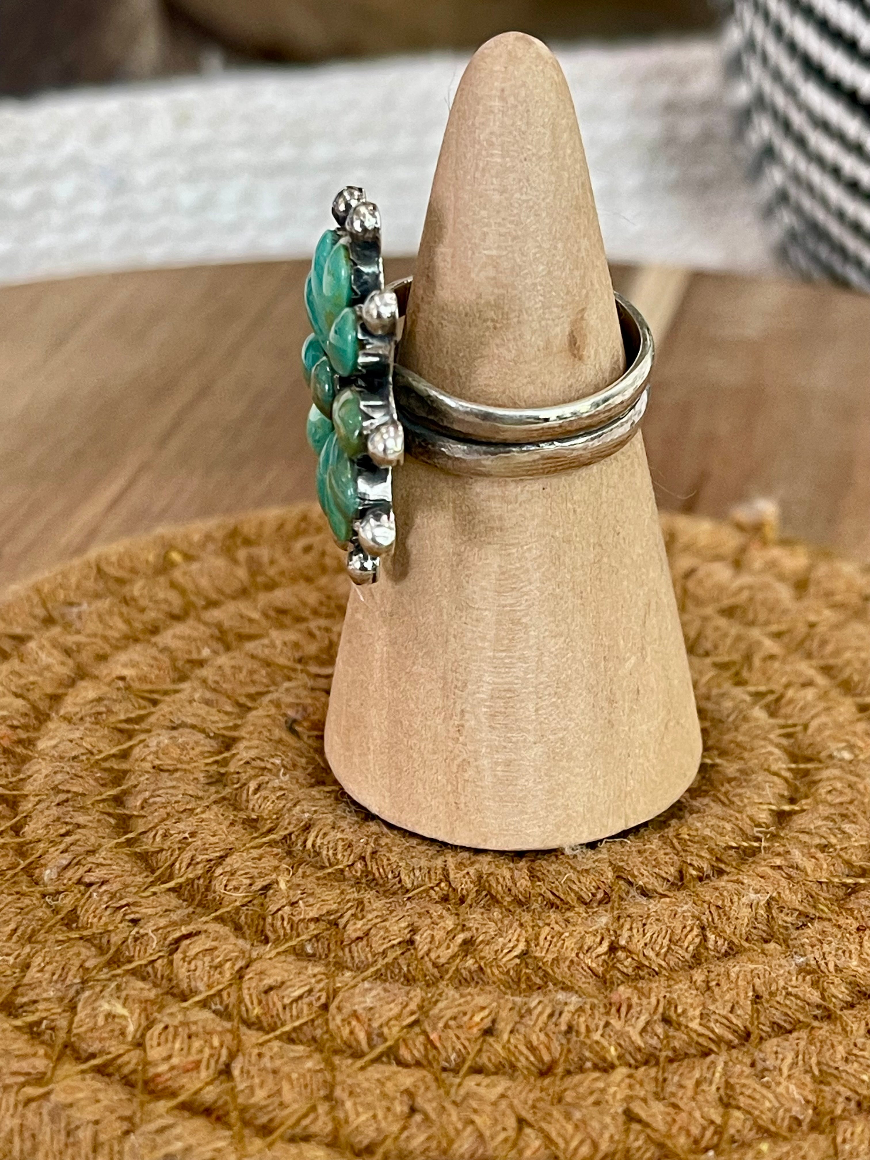 Handcrafted Sterling Silver & Kingman Turquoise Adjustable Ring