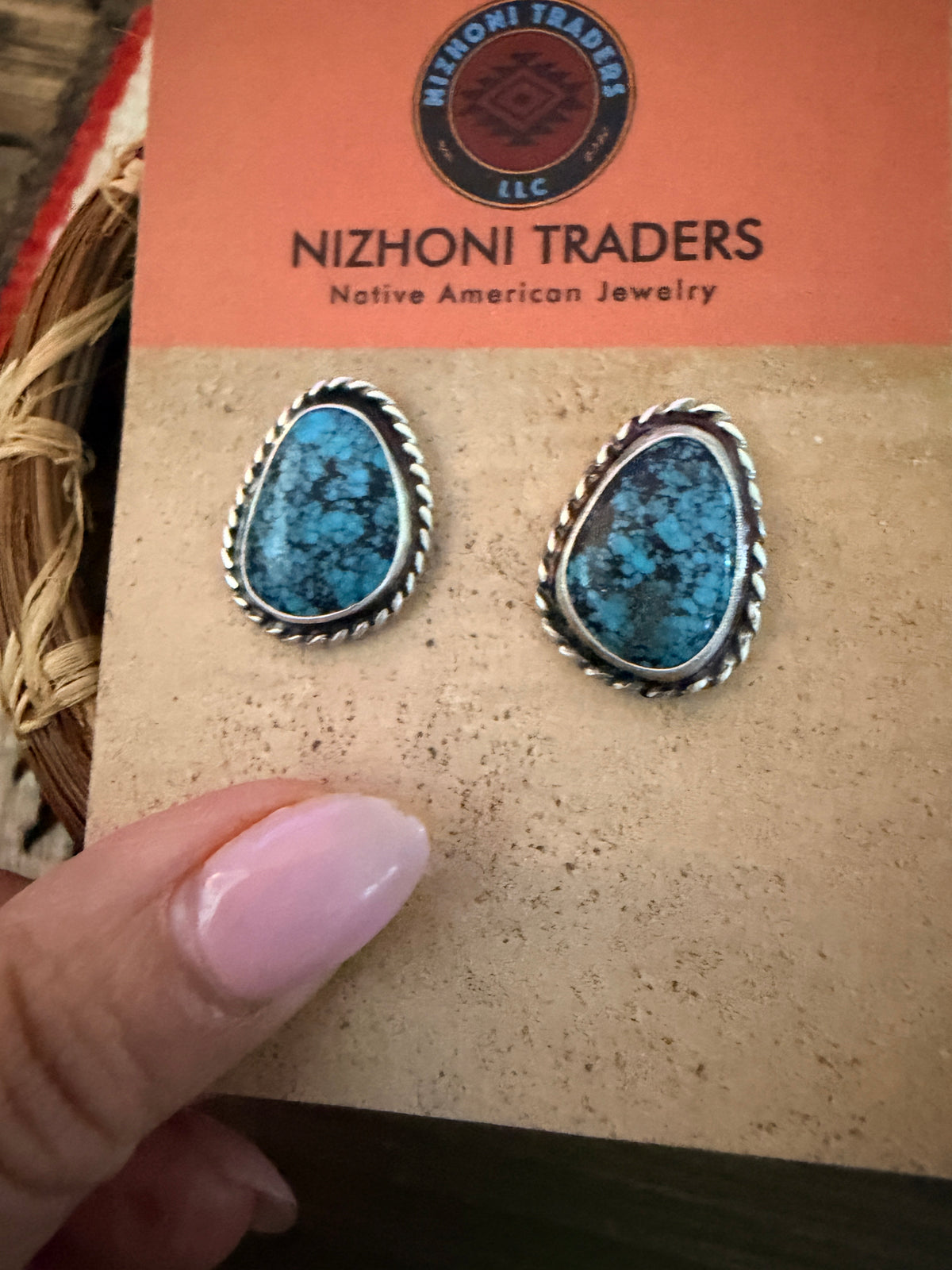 Handcrafted Turquoise & Sterling Silver Post Earrings