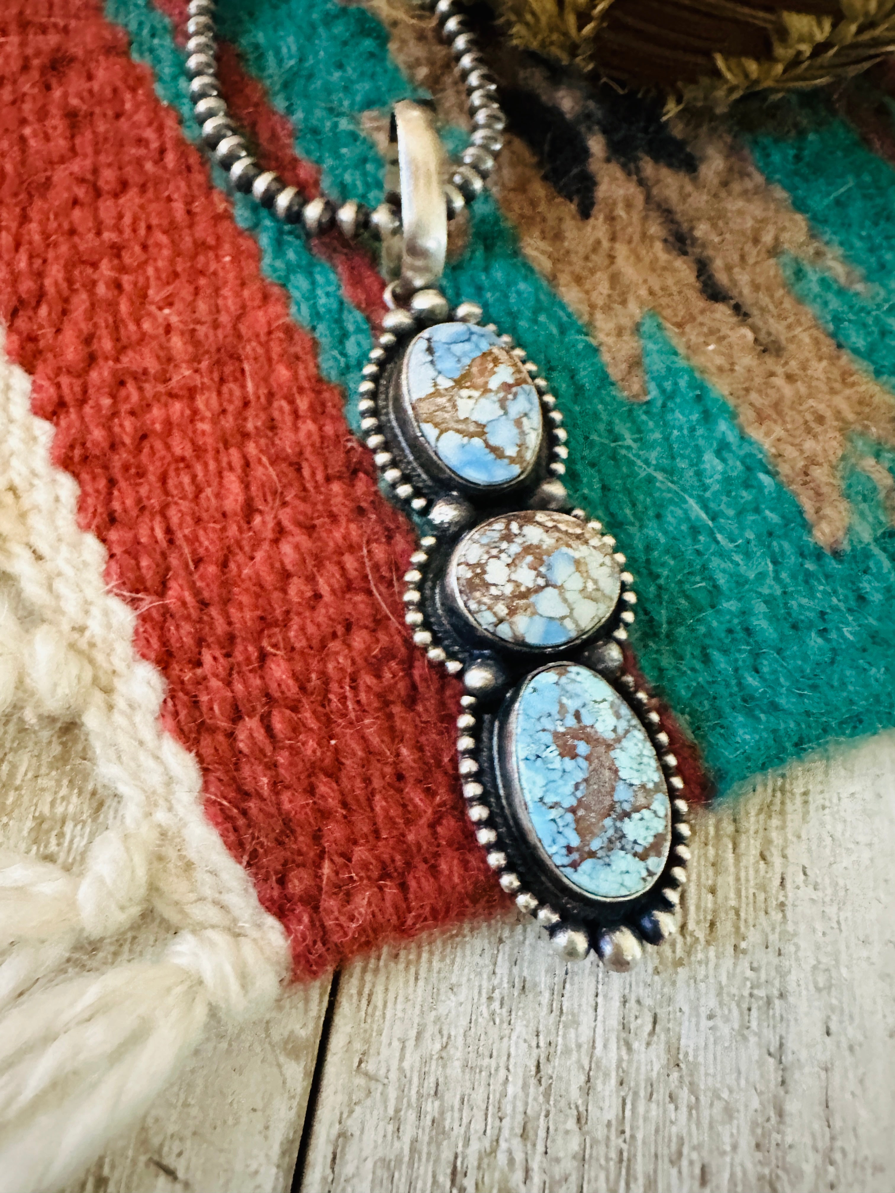 Handcrafted Golden Hills Turquoise & Sterling Silver Pendant