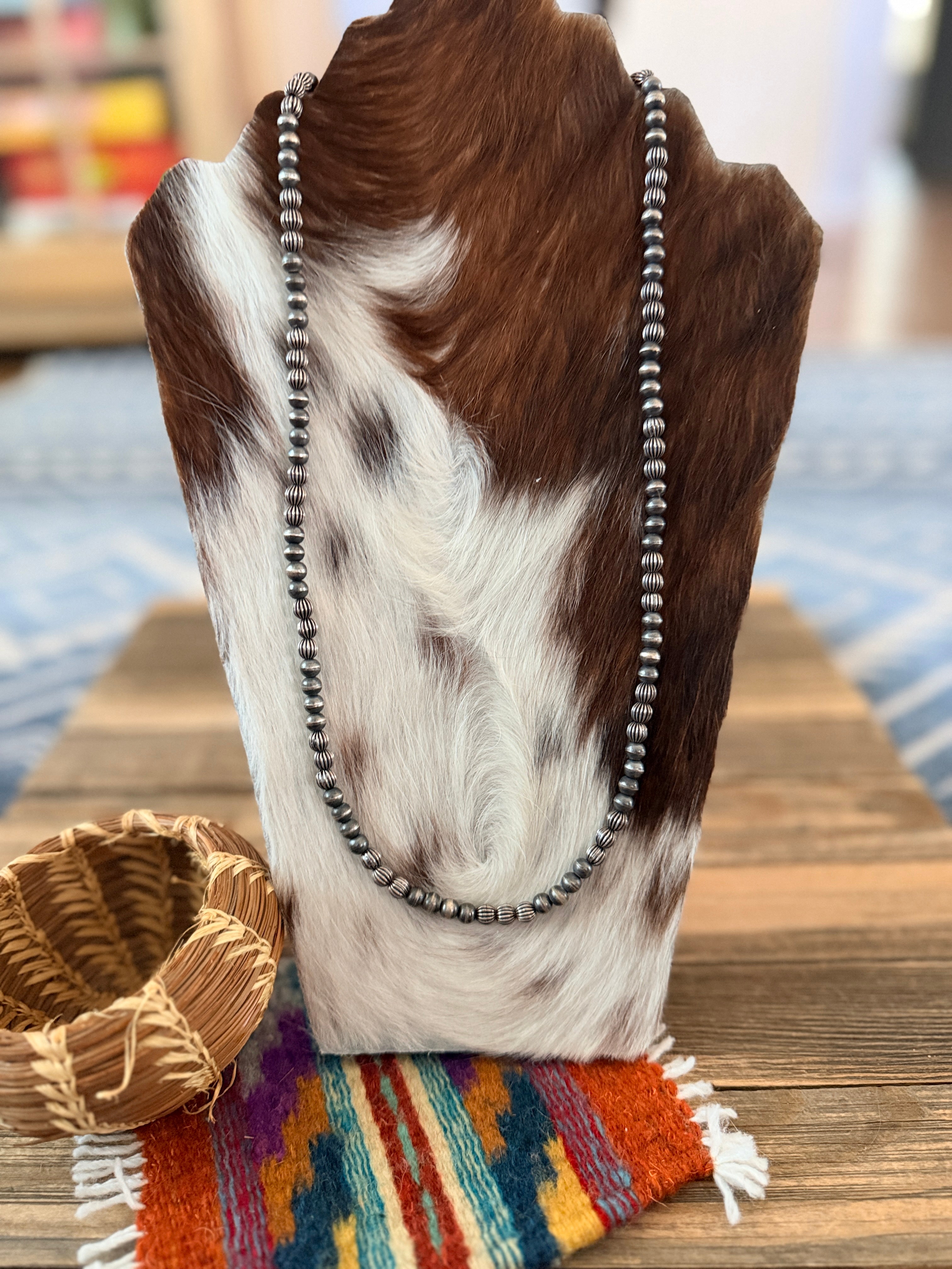 Handcrafted Sterling Silver Pearl 28” Mixed Bead Necklace