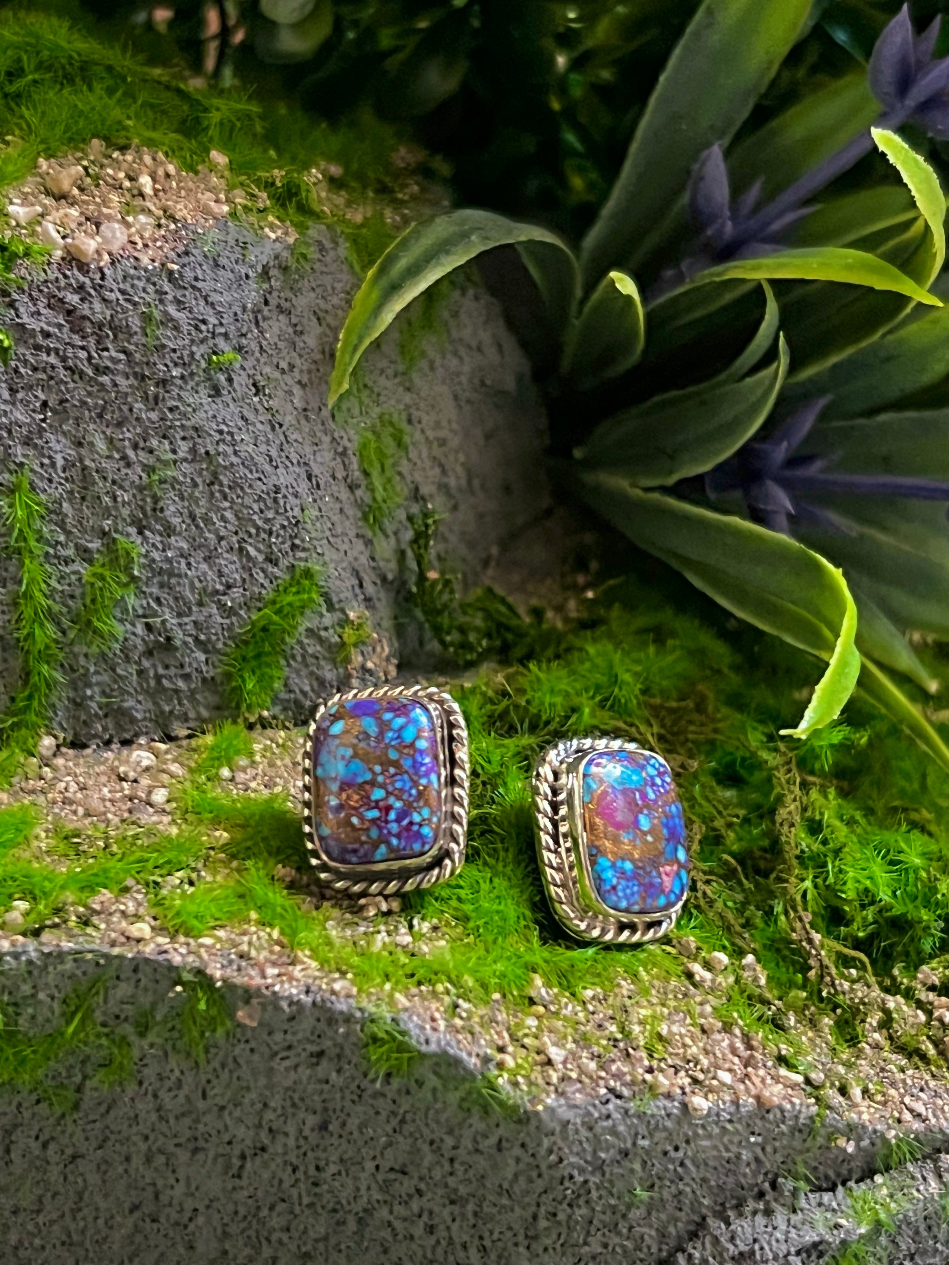 Handmade Purple Dream Mojave Sterling Silver Necklace & Earrings Set