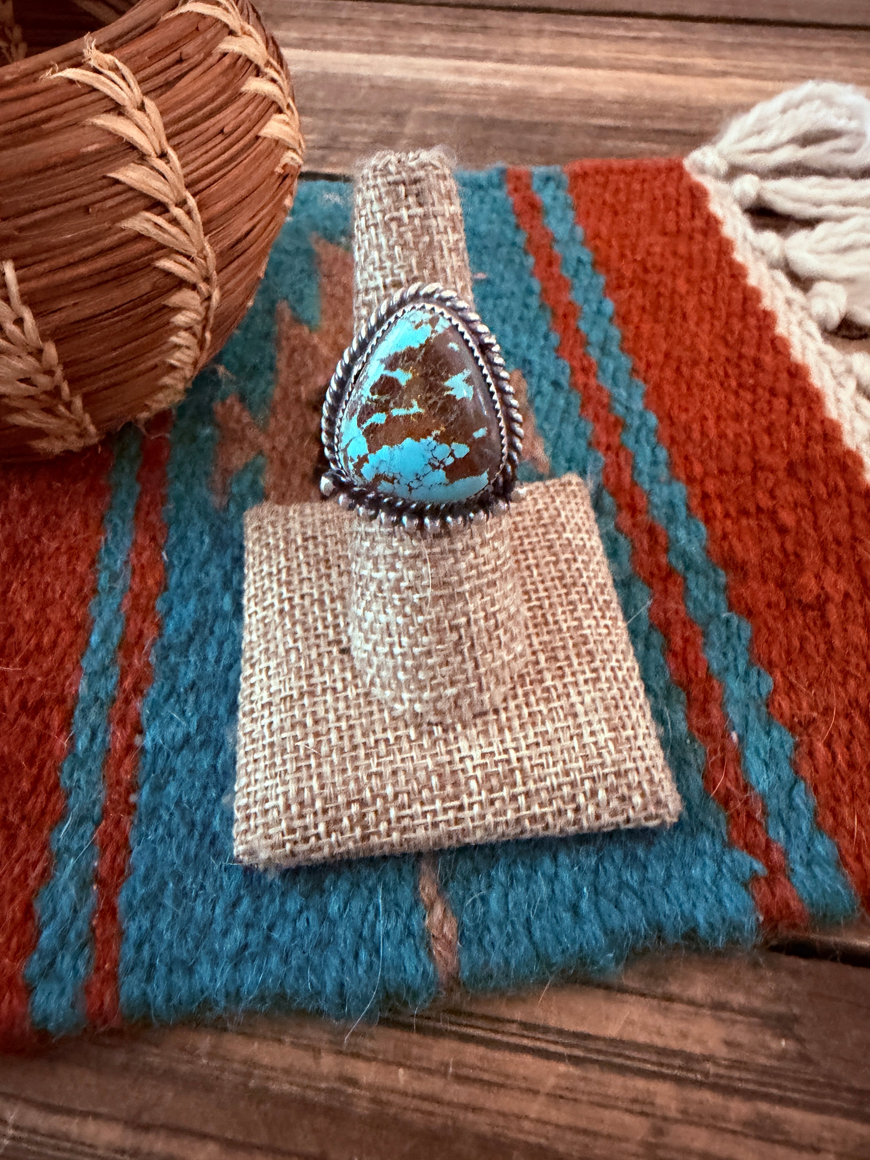 Handcrafted Turquoise & Sterling Silver Adjustable Ring by Tillie Jon