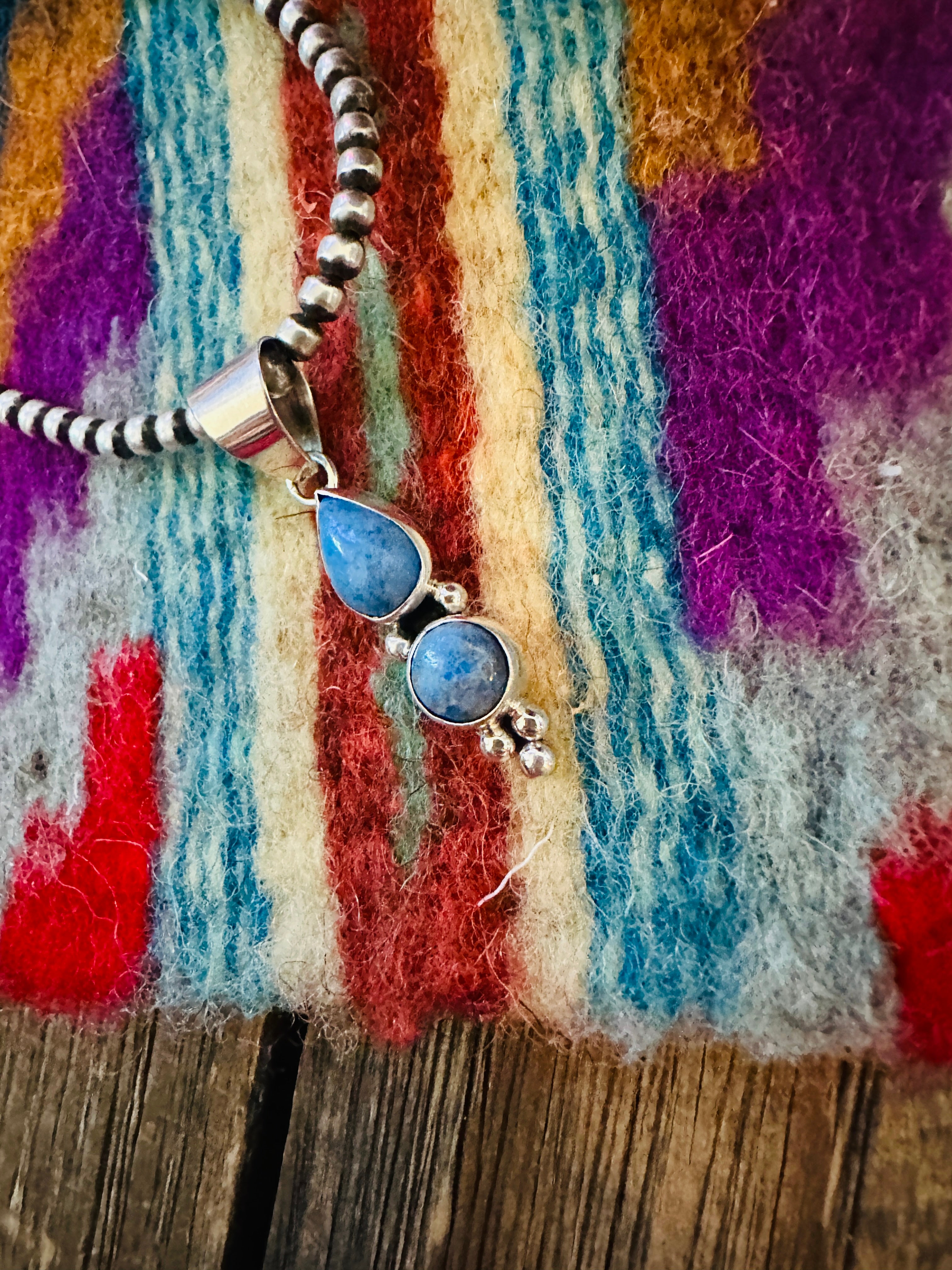 Handcrafted Sterling Silver & Lapis Pendant