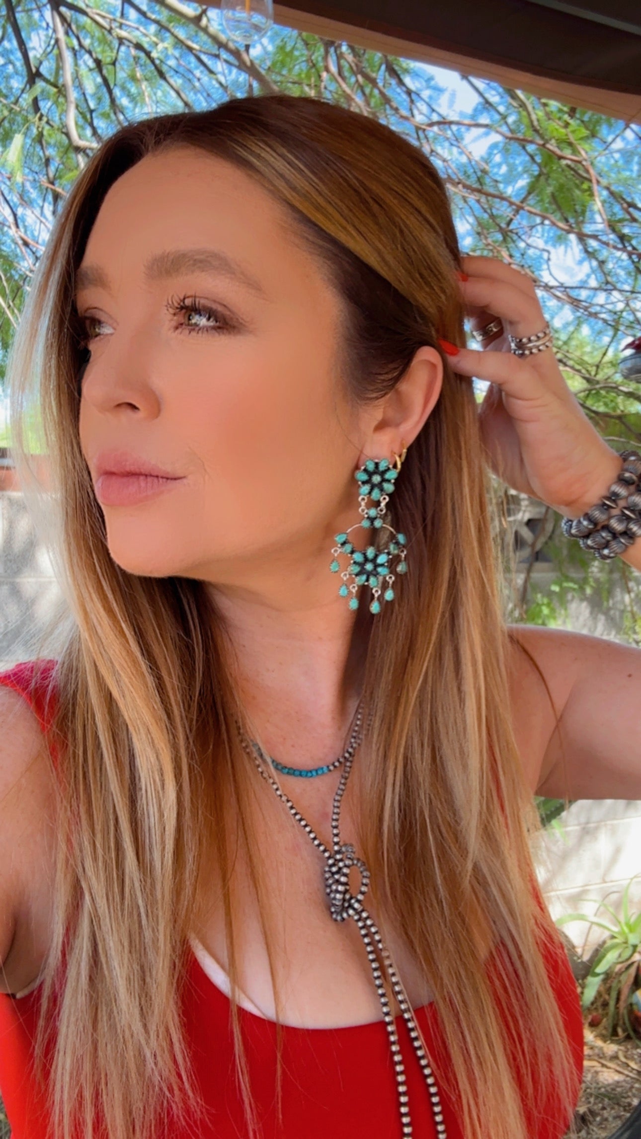 Handmade Stunning Turquoise and Sterling Silver Dangle Earrings