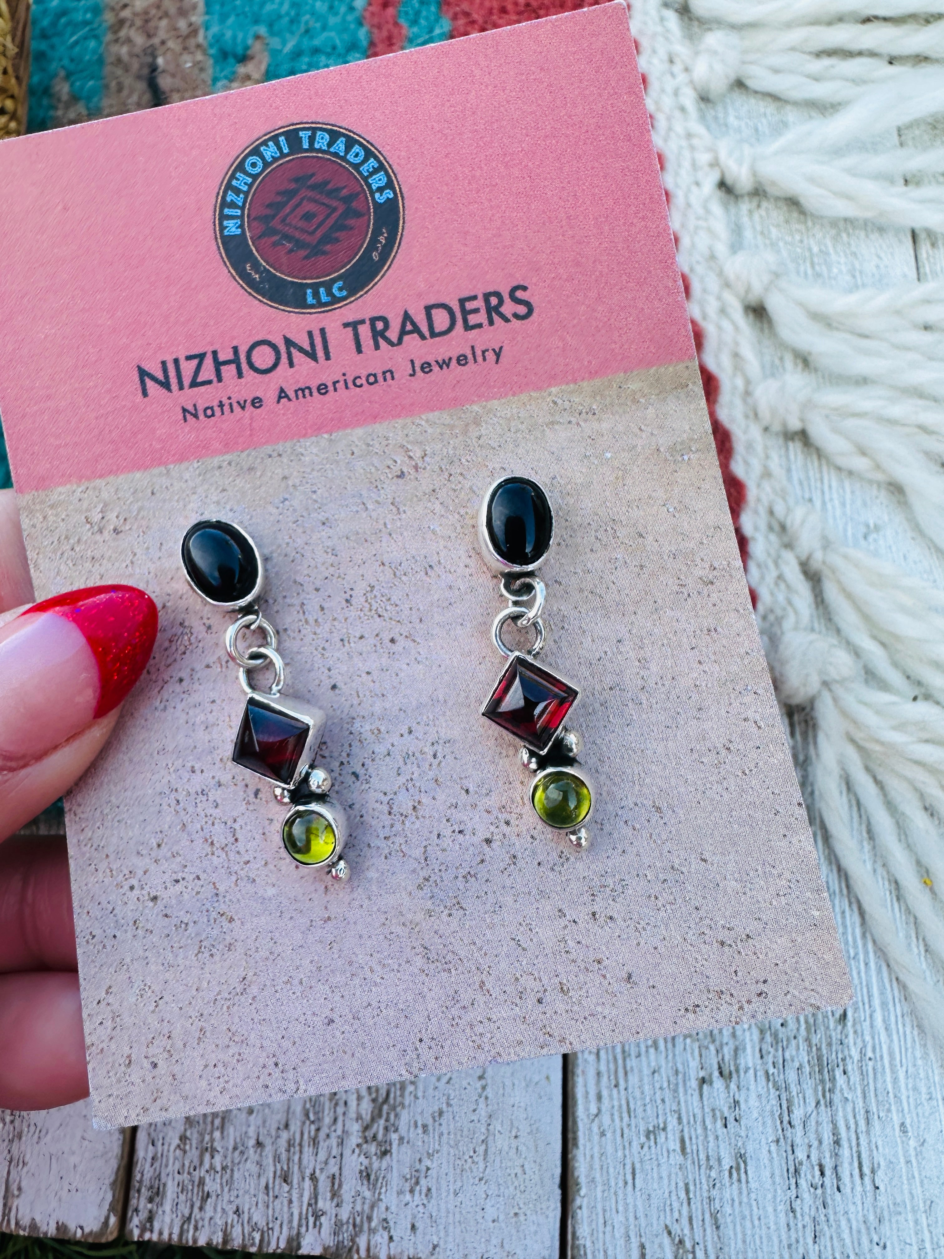 Handcrafted Sterling Silver & Multi Stone Dangle Earrings