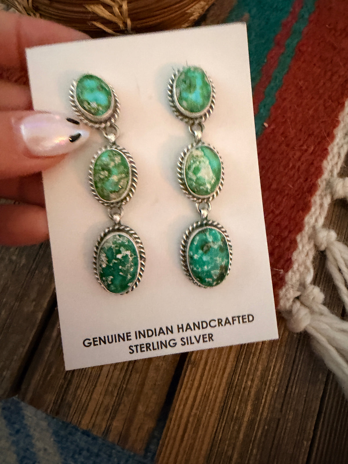 Handcrafted Sonoran Mountain Turquoise & Sterling Silver Dangle Earrings