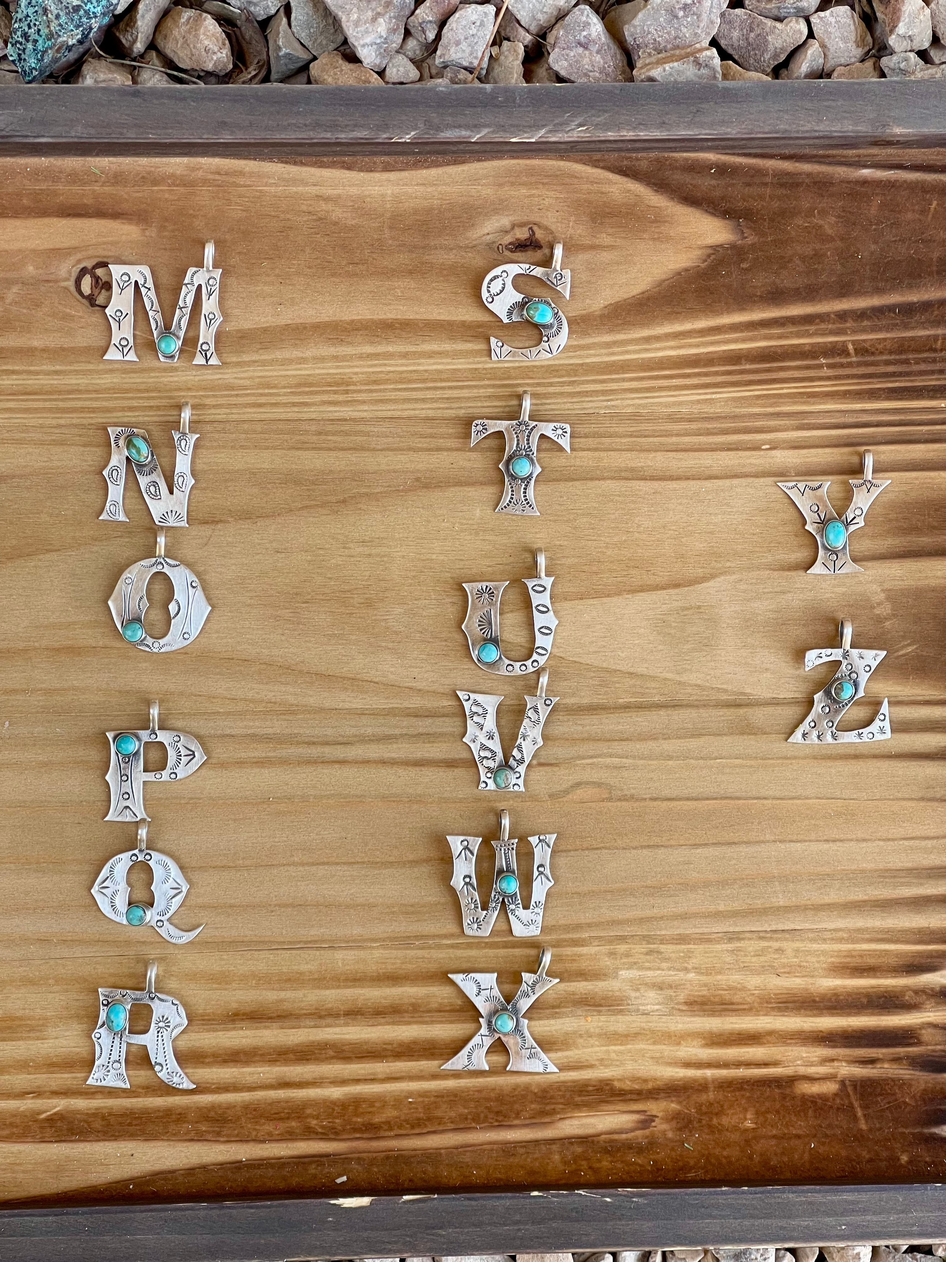 Handmade Sterling Silver and Turquoise Letter Pendant