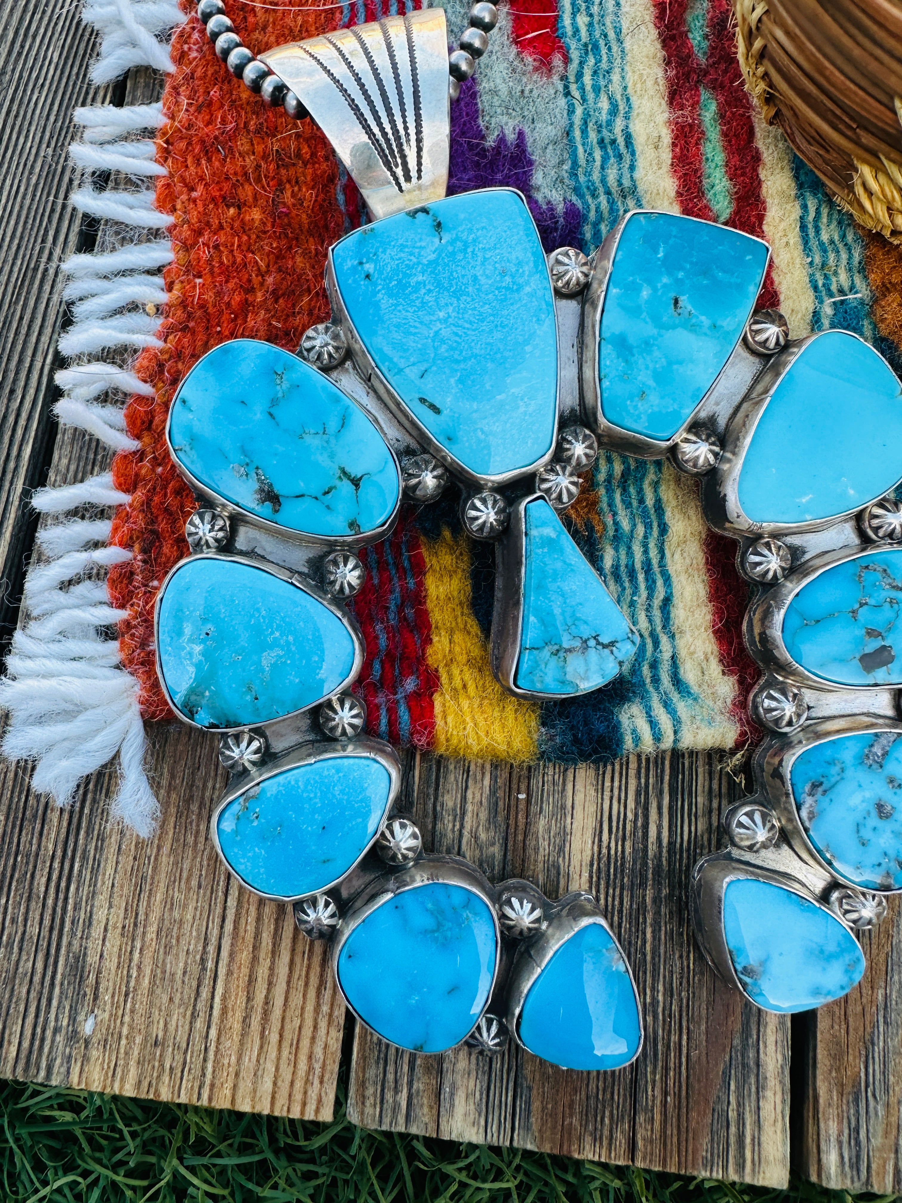 Handcrafted Sterling Silver & Turquoise Jumbo Naja Pendant