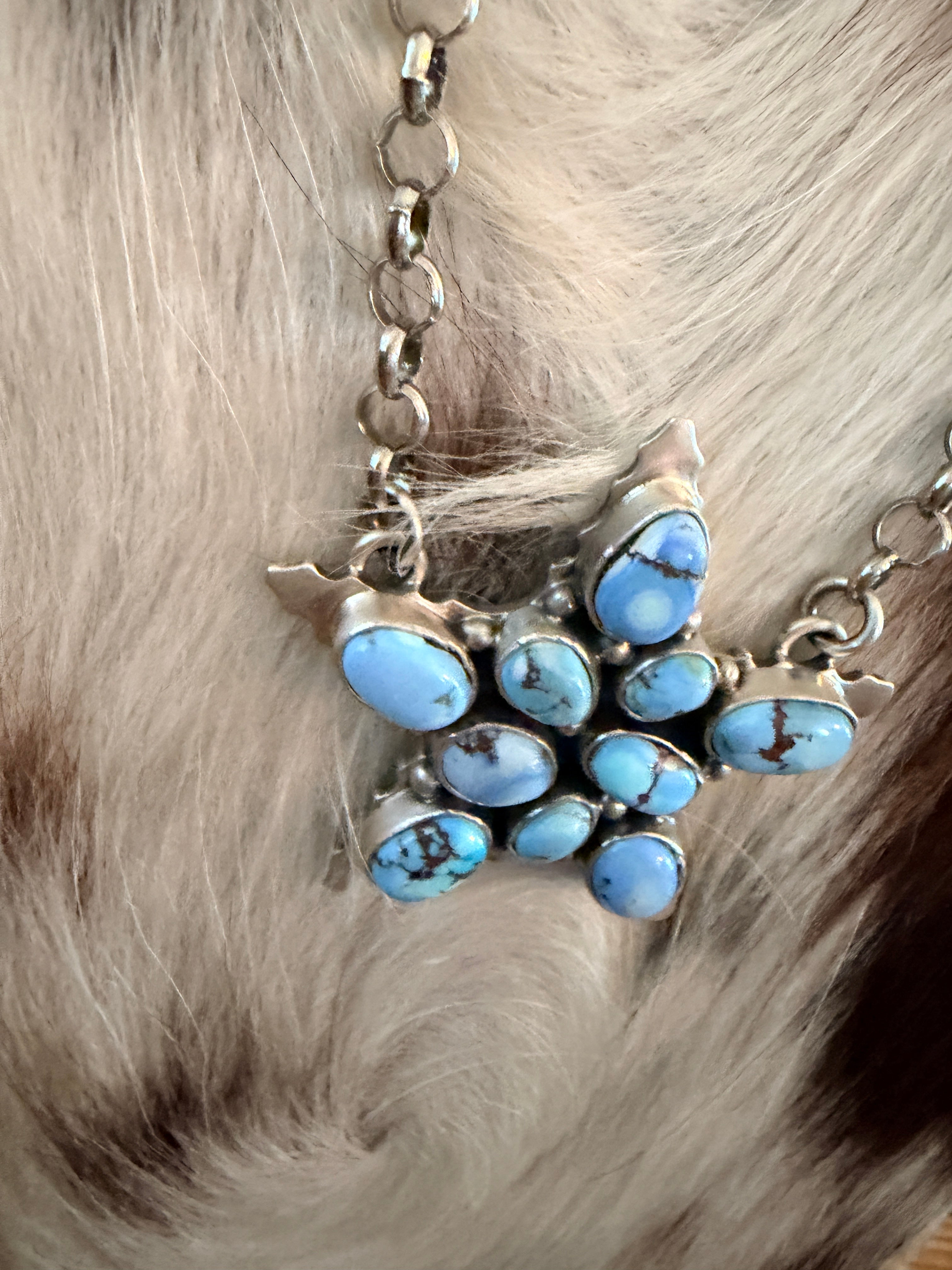 Handcrafted Golden Hills Turquoise & Sterling Silver Star Necklace by Emer Thompson