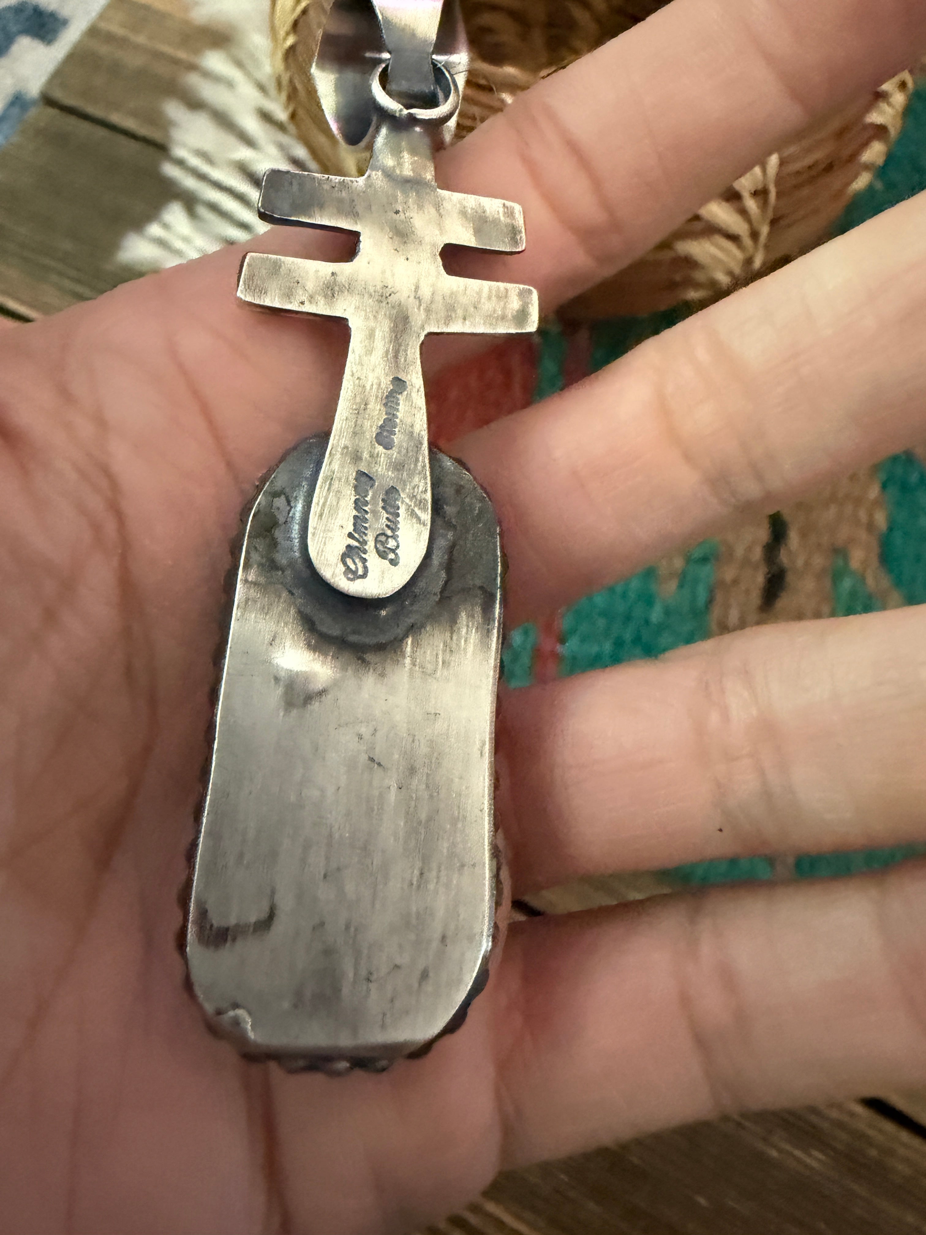 Handcrafted Sterling Silver & Sonoran Gold Turquoise Pendant by Chimney Butte