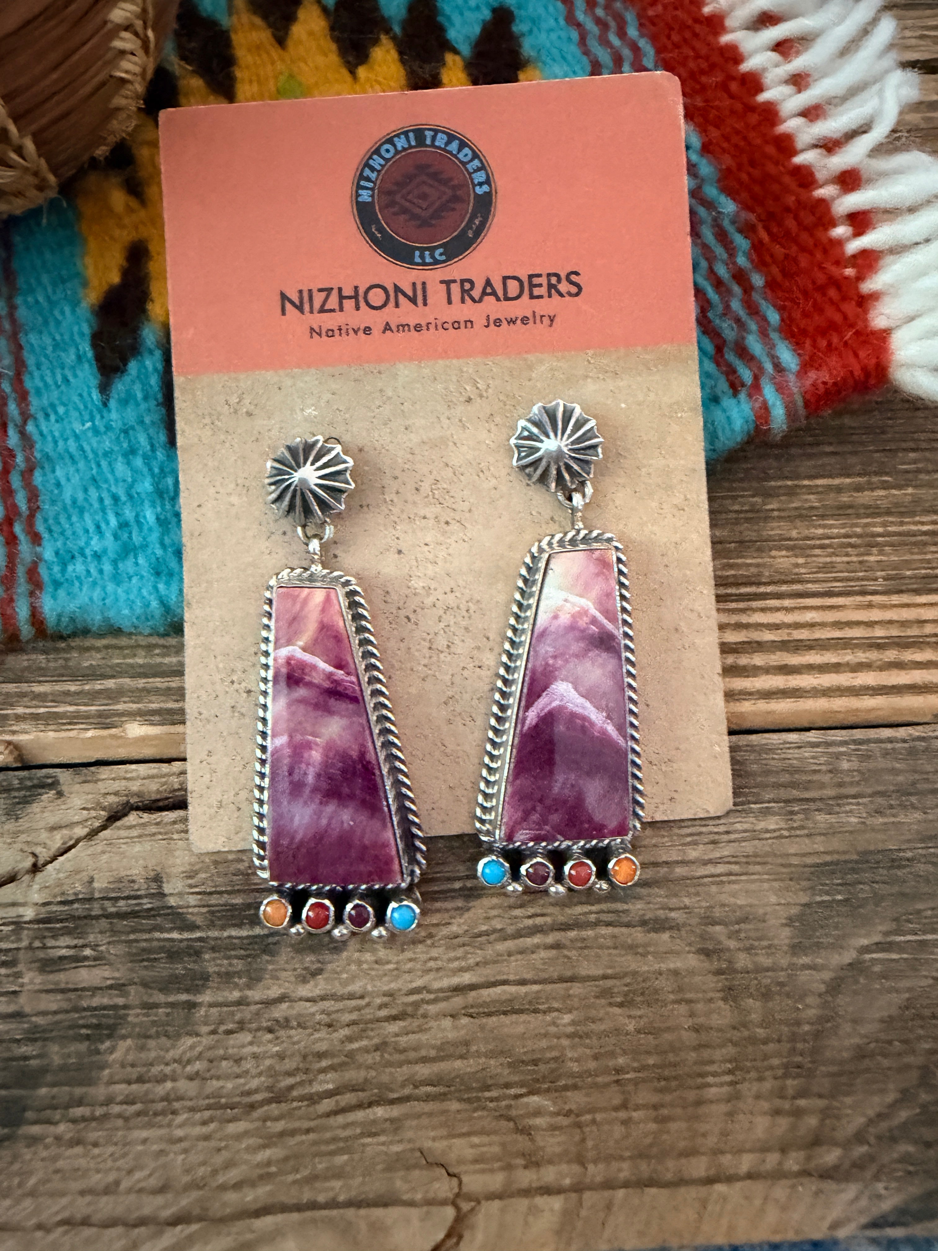 Handcrafted Multi Stone & Sterling Silver Dangle Earrings