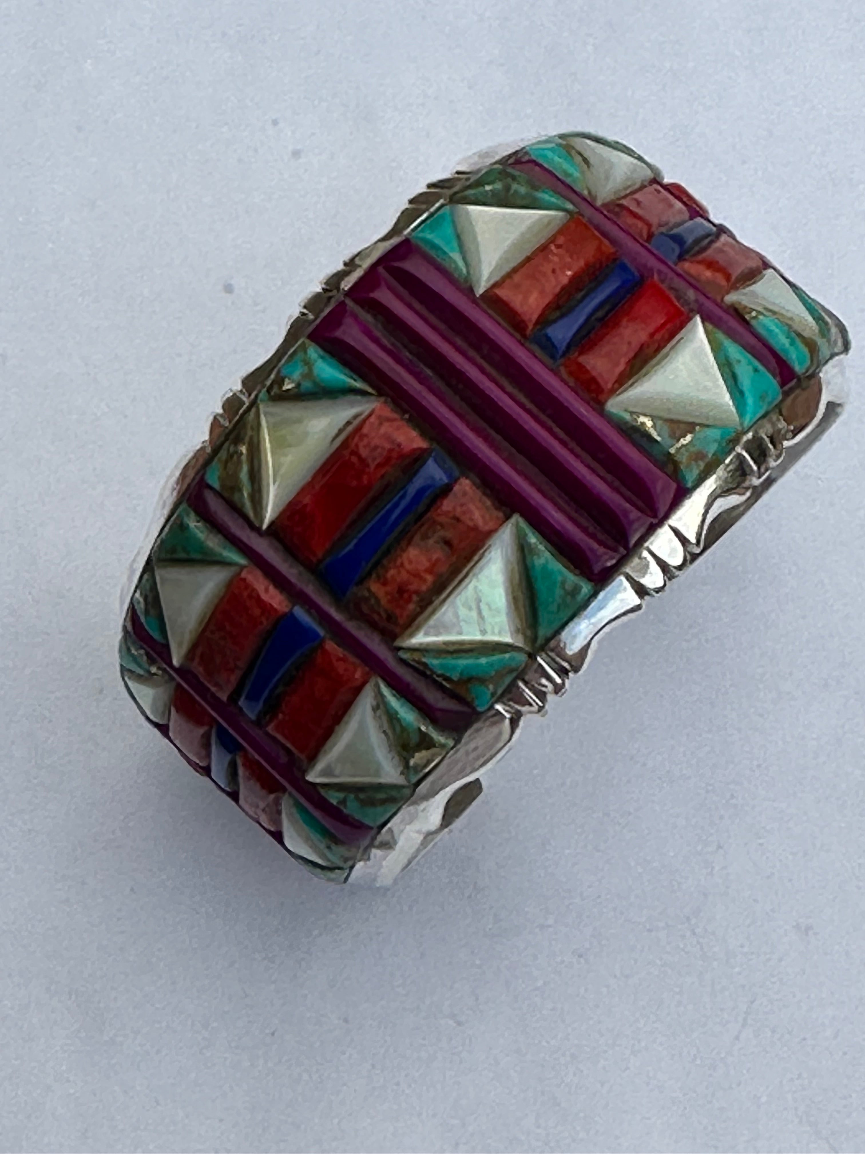 Handmade Sterling Silver Multi Stone Nizhoni Inlay Cuff