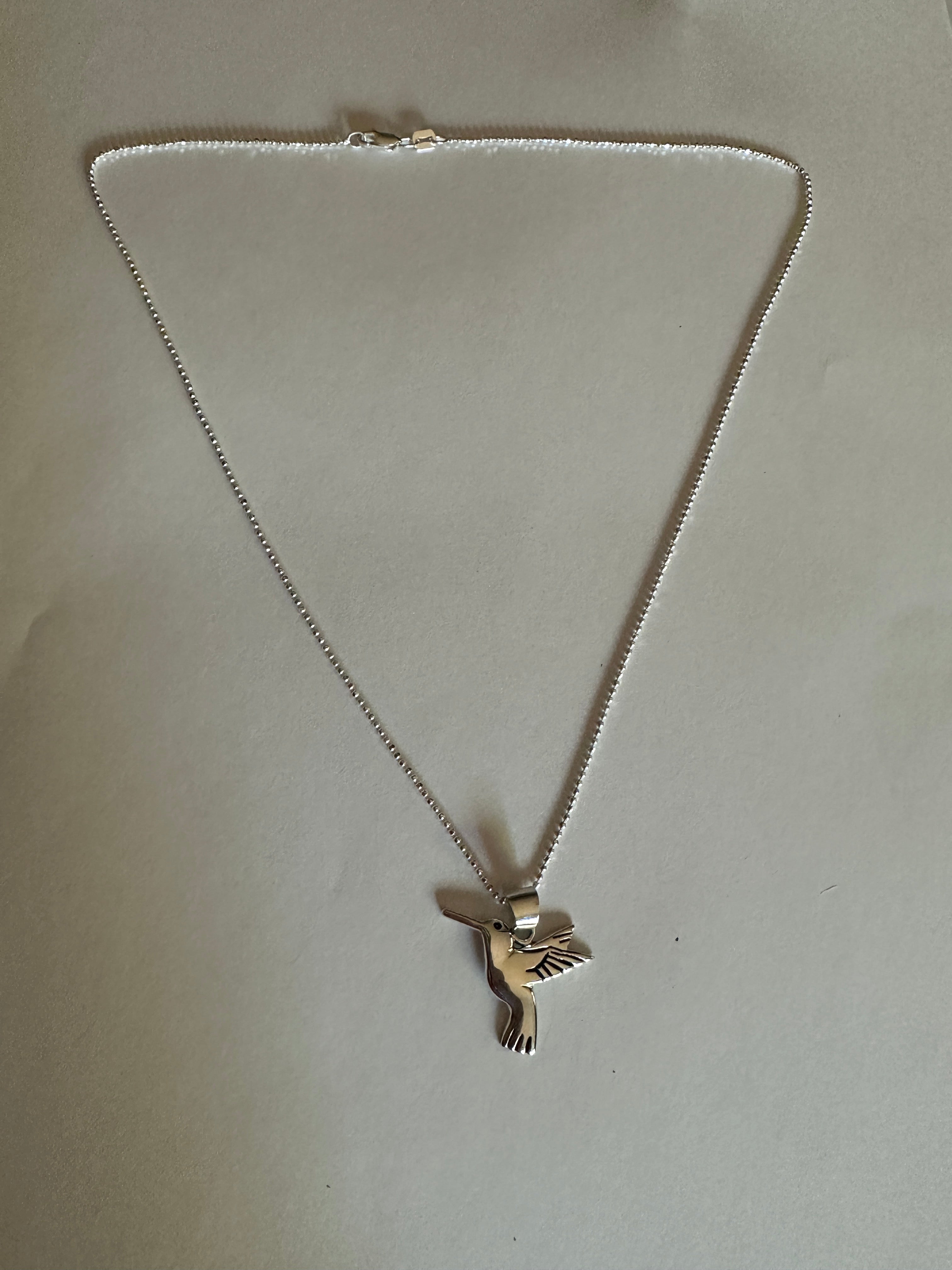 Sterling Silver Hummingbird Pendant Necklace