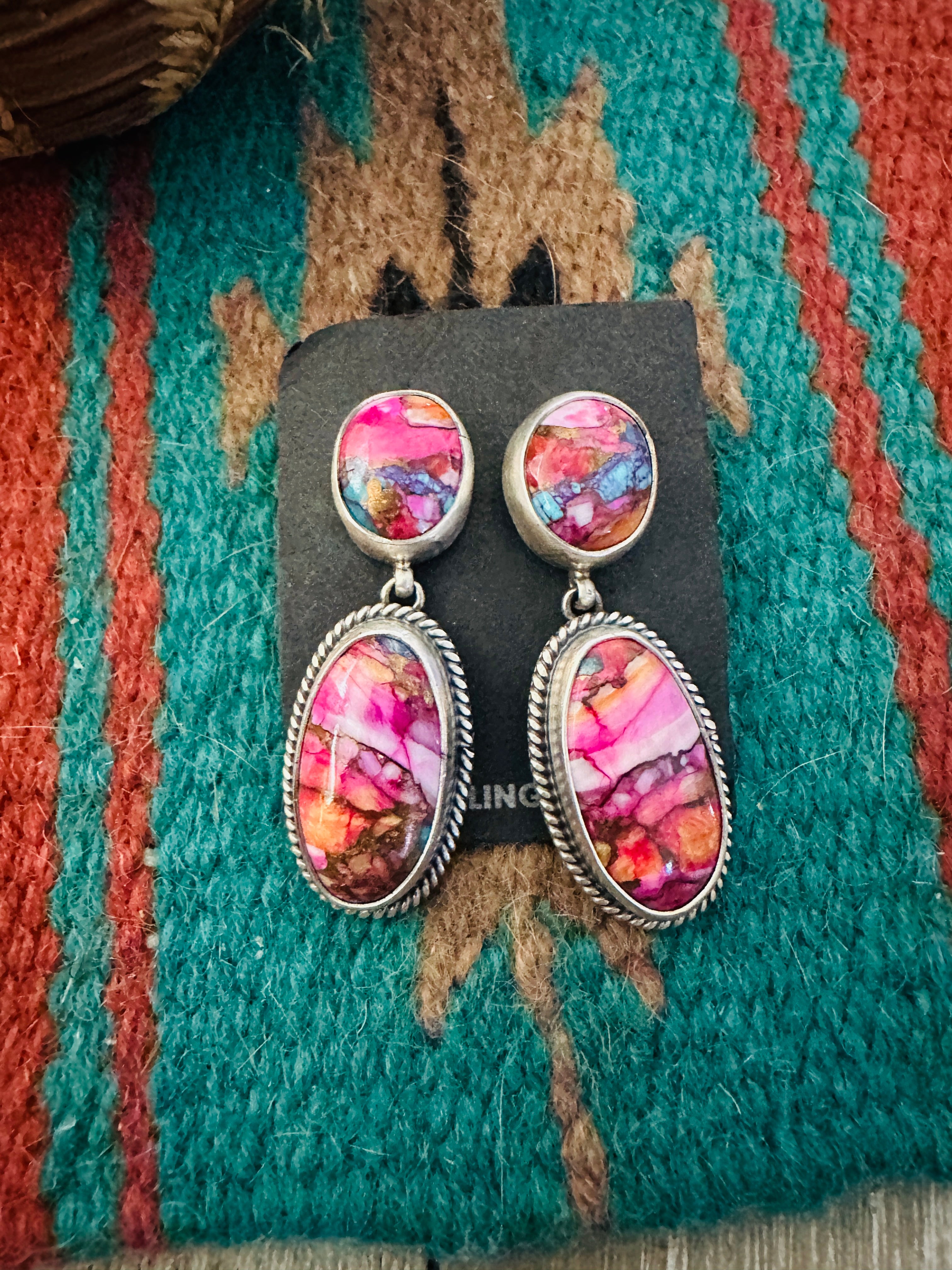 Handcrafted Pink Dream Mojave & Sterling Silver Dangle Earrings