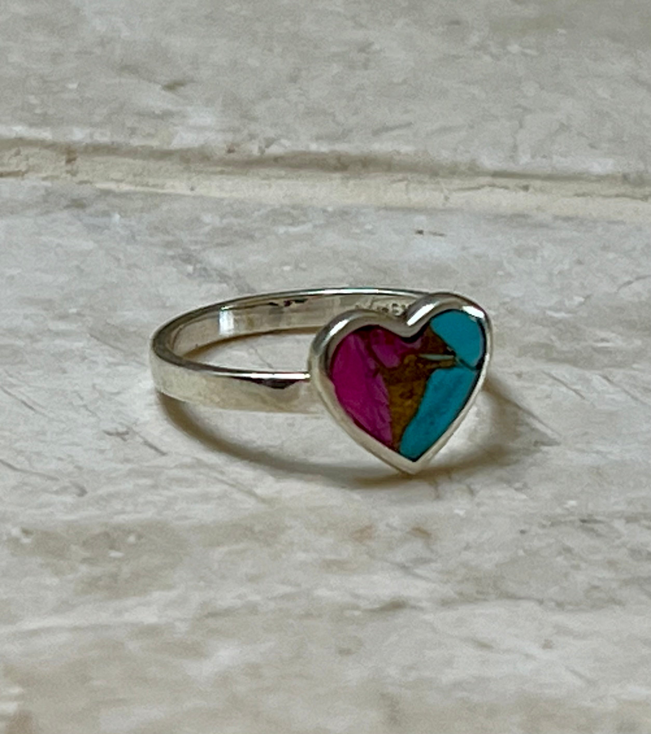 Cotton Candy Sterling Silver Heart Ring Size 9