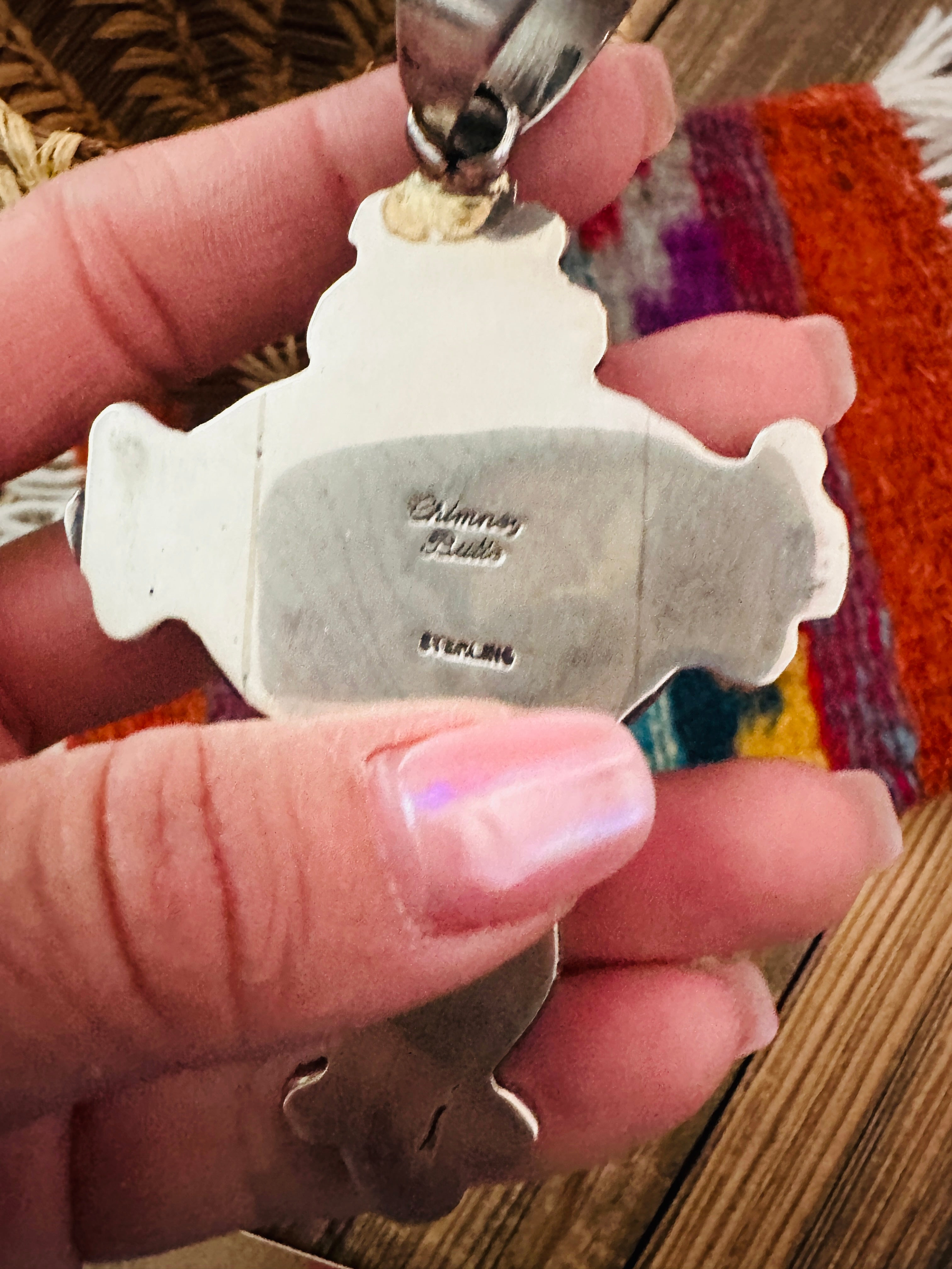 Handcrafted Turquoise & Sterling Silver Cross Pendant by Chimney Butte