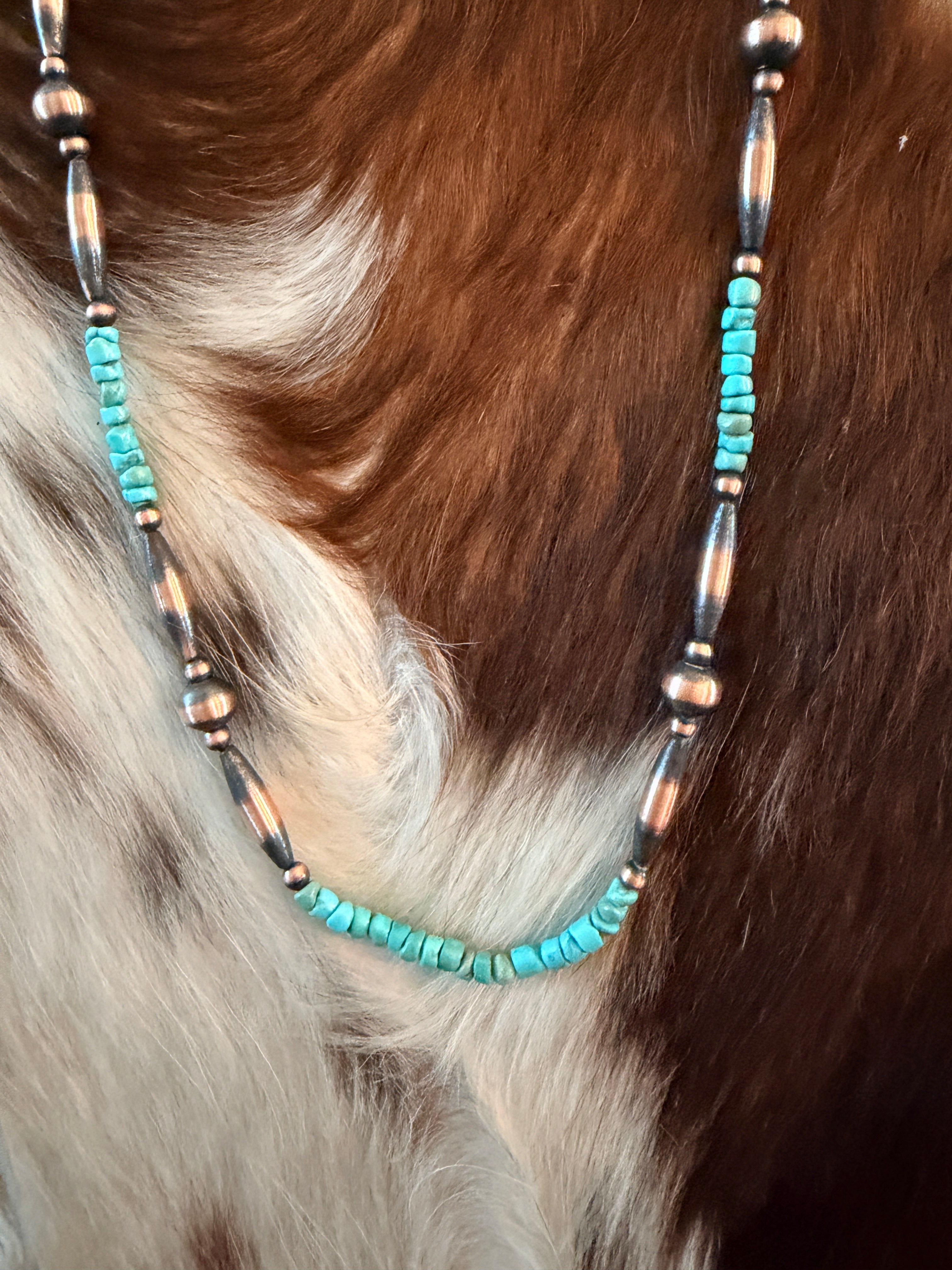 Handcrafted Turquoise & Copper Beaded Necklace